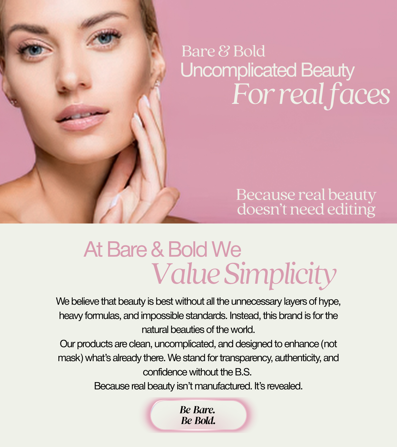 Bare & Bold Landing Page