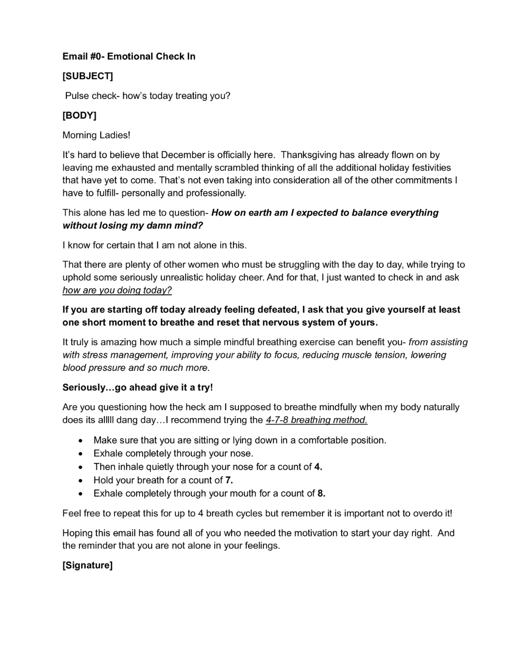 Realignment Room Email