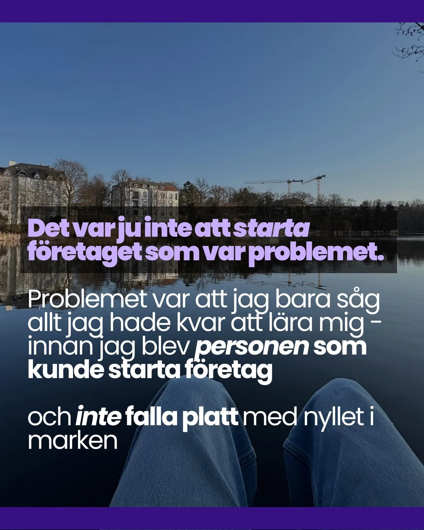 Det st&ouml;rsta misstaget jag gjort var att v&auml;nta flera &aring;r med att tro p&aring; mig sj&auml;lv.

F&ouml;rst t&auml;nkte jag skriva &ldquo;starta mitt f&ouml;retag&rdquo;.

Men det var ju inte att *starta* f&ouml;retaget som var problemet.