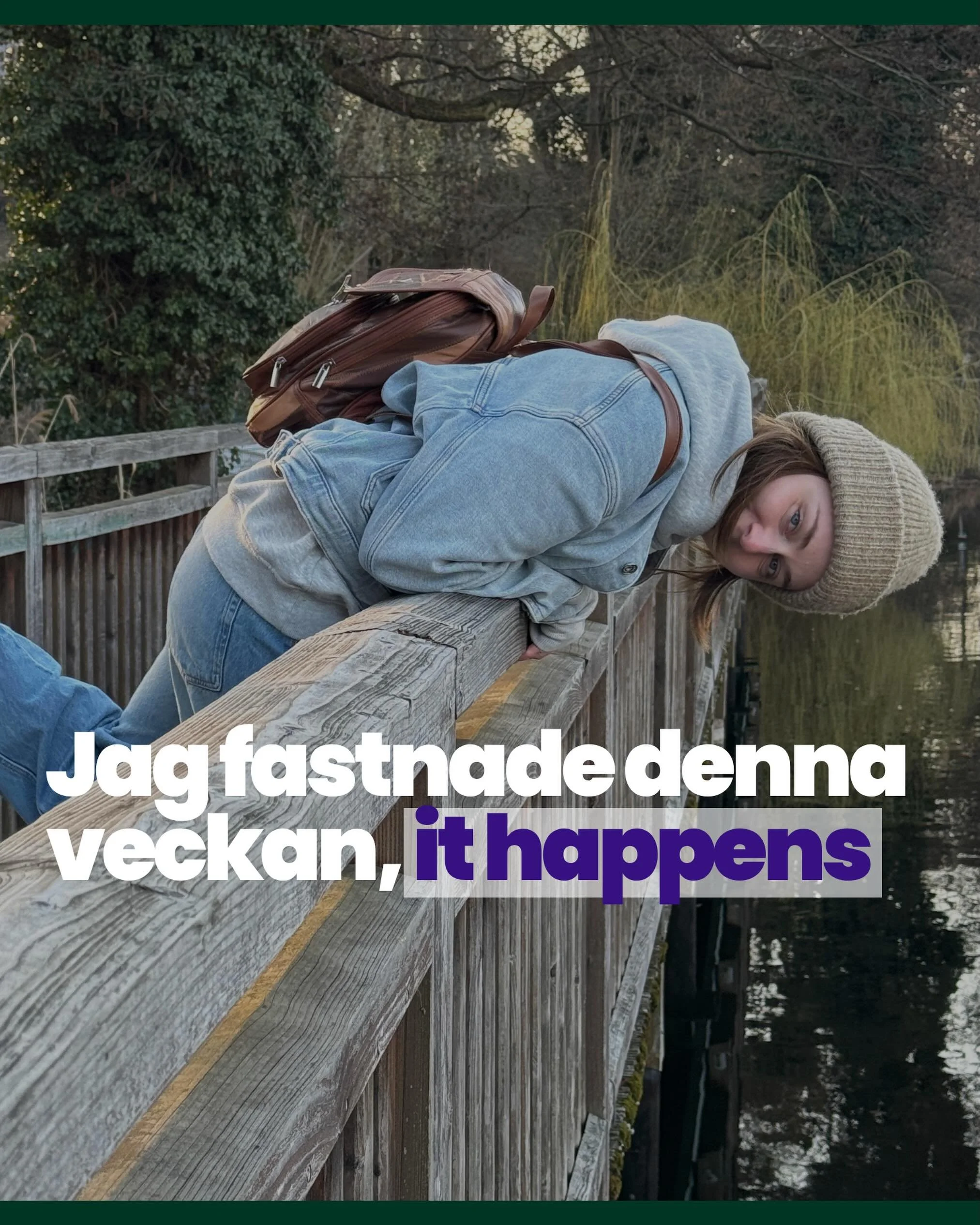 Jag fastnade denna veckan, it happens. 

Mensen kom, tr&ouml;ttheten kom och fan vad det suger. Klarheten som var d&auml;r ig&aring;r &auml;r som bortbl&aring;st. 

Jag vet att du k&auml;nner igen det h&auml;r

Hur kasst det k&auml;nns n&auml;r man h