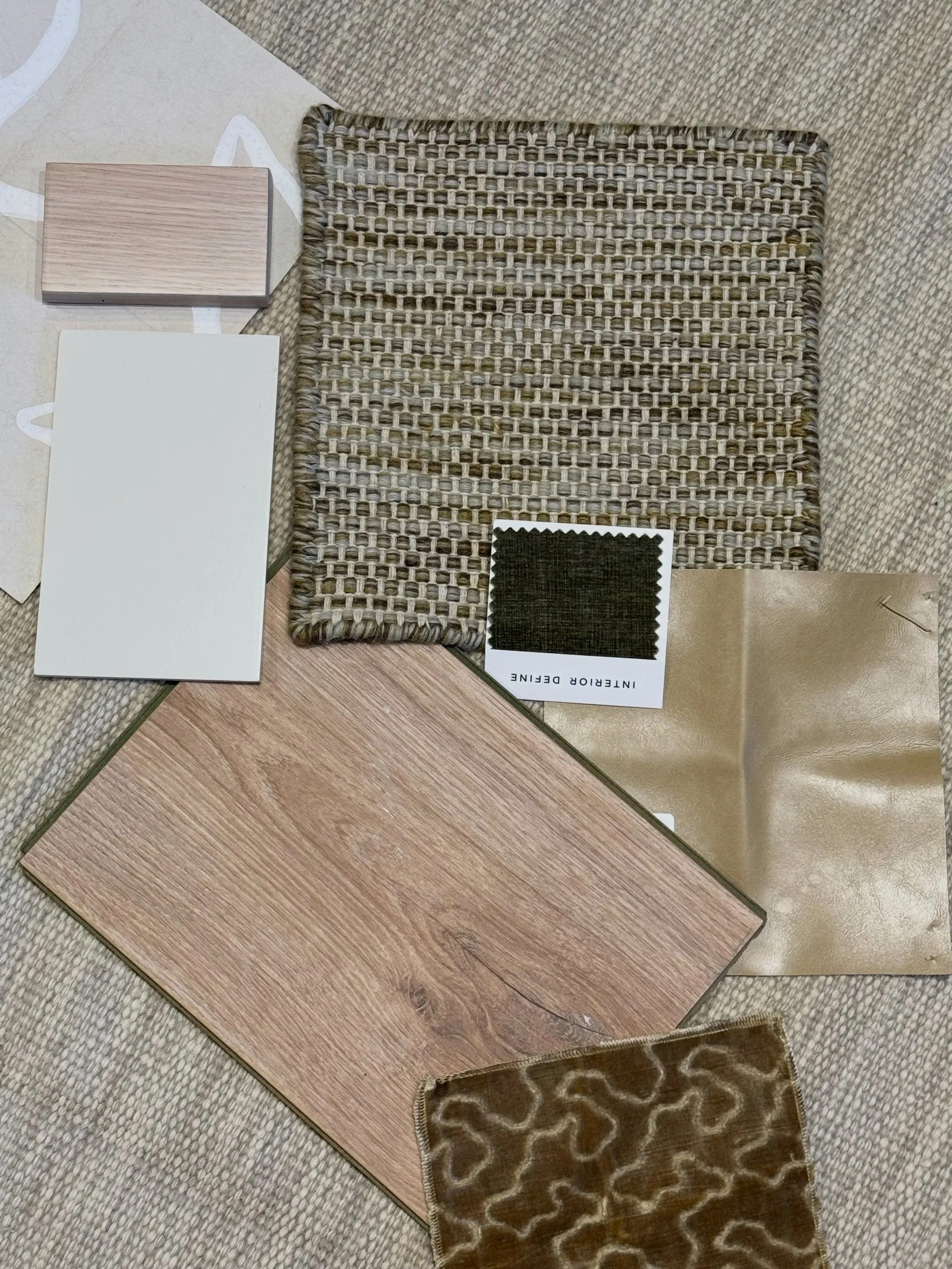 Selecting a rug is never just about the rug.

I like to combine flooring, fabrics, finishes, and materials so my clients can visualize how every element will work together before making a decision.

Swipe to see the material selections and the render