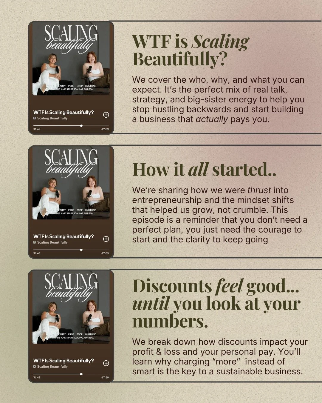 We dropped not one&hellip; not two&hellip; but THREE episodes so you can binge your way into better business decisions. 💅🏽📈

They&rsquo;re live on Spotify right now, and will be on Apple Podcasts soon!

Plug in, press play, and let&rsquo;s fix the