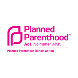 Planned Parenthood logo with pink text reading 'Planned Parenthood Act. No matter what.' and 'Planned Parenthood Illinois Action' underneath.