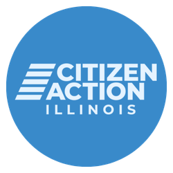 Logo of Citizen Action Illinois on a blue circular background.
