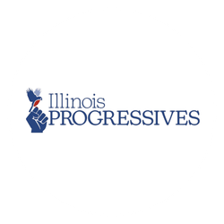 Illinois Progressives logo with a blue and red stylized rose and text.