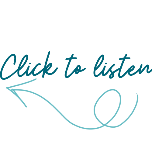 A graphic with the text 'Click to listen' in blue cursive font, pointing to the left with an arrow, on a black background.