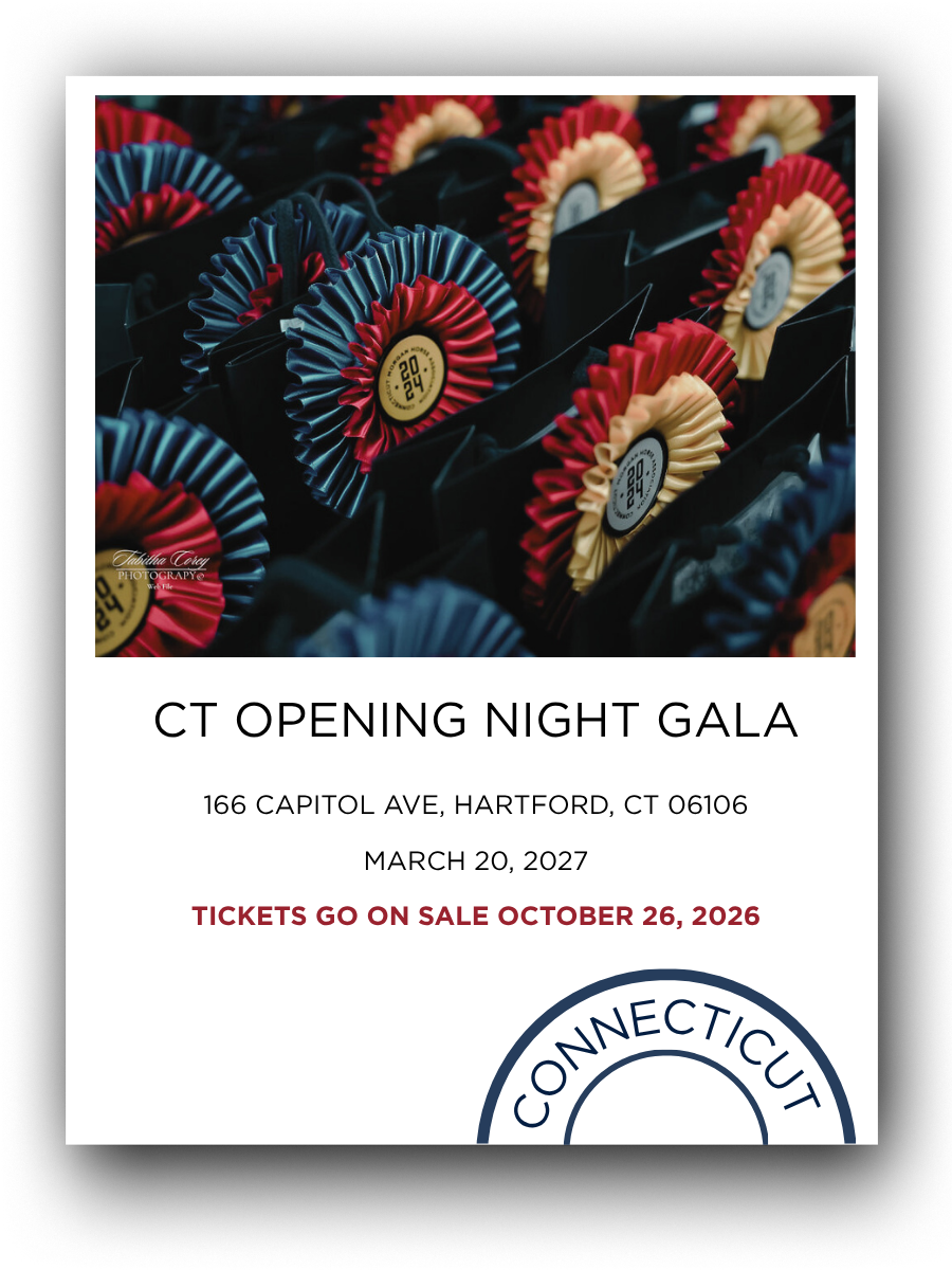 Digital image showing ribbons with the date 2024 on them, behind a poster for the CT Opening Night Gala, including event details such as date, location, and ticket sale information.