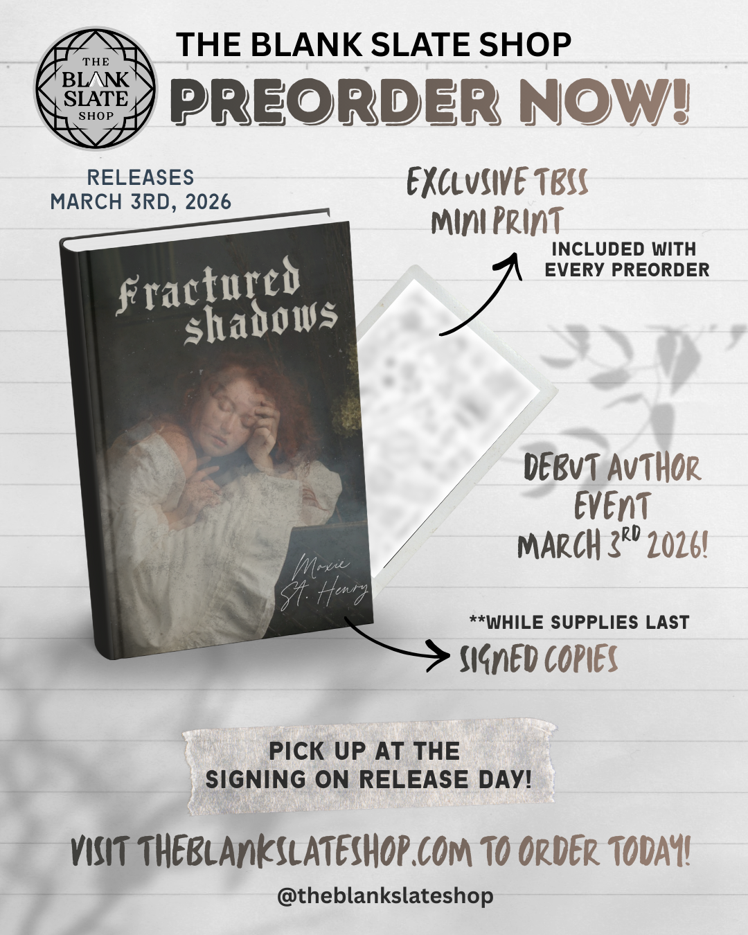 PICK UP ONLY Fractured Shadows by Moxie St. Henry