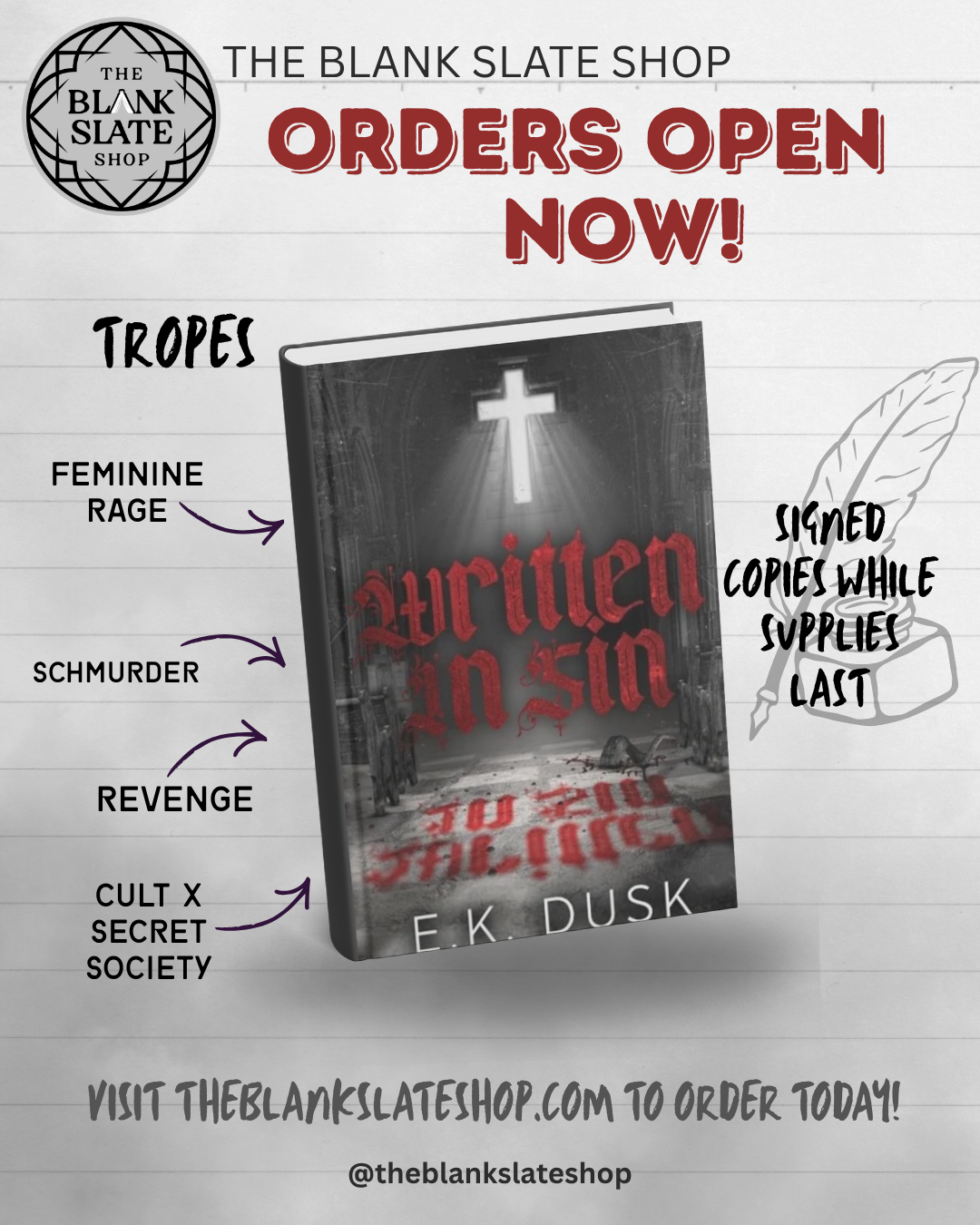 Written in Sin by E.K. Dusk - Signed Special Edition