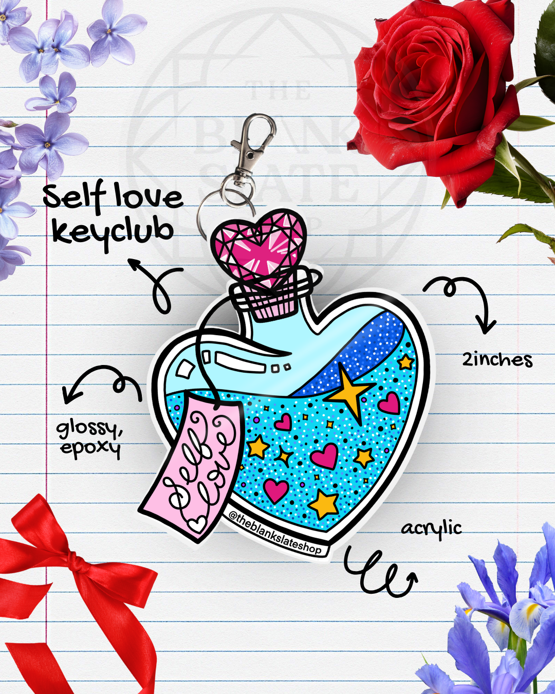 The Elva Stefanie Merch.zip - Self love keychain - blue.png