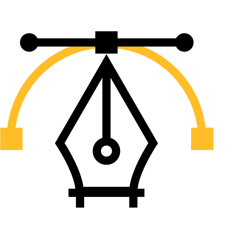 Graphic icon of the pen tool used in adobe creative products.