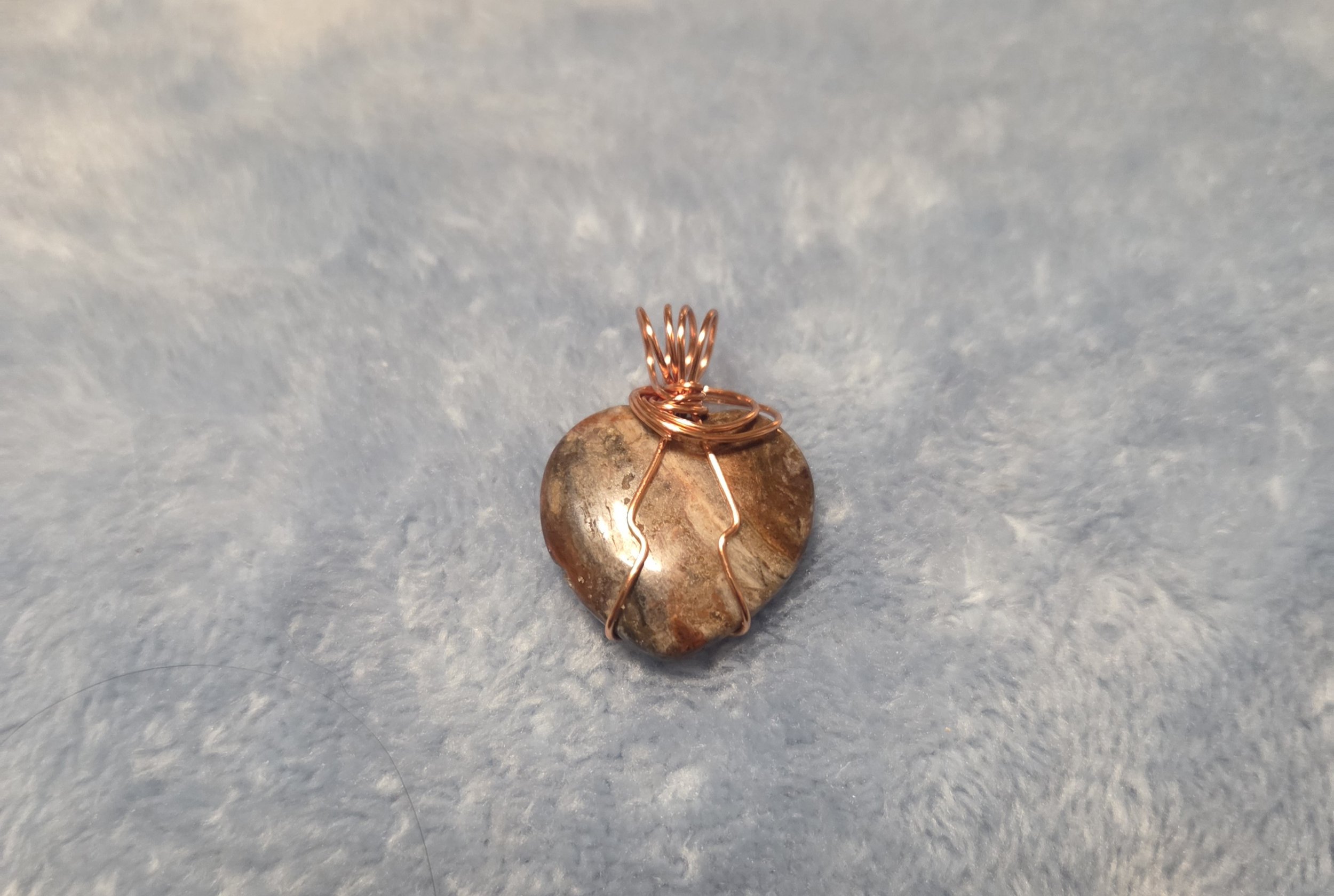 Ocean Jasper Heart Copper Wrapped Pendant |  Handmade Copper Wrapped Stone |