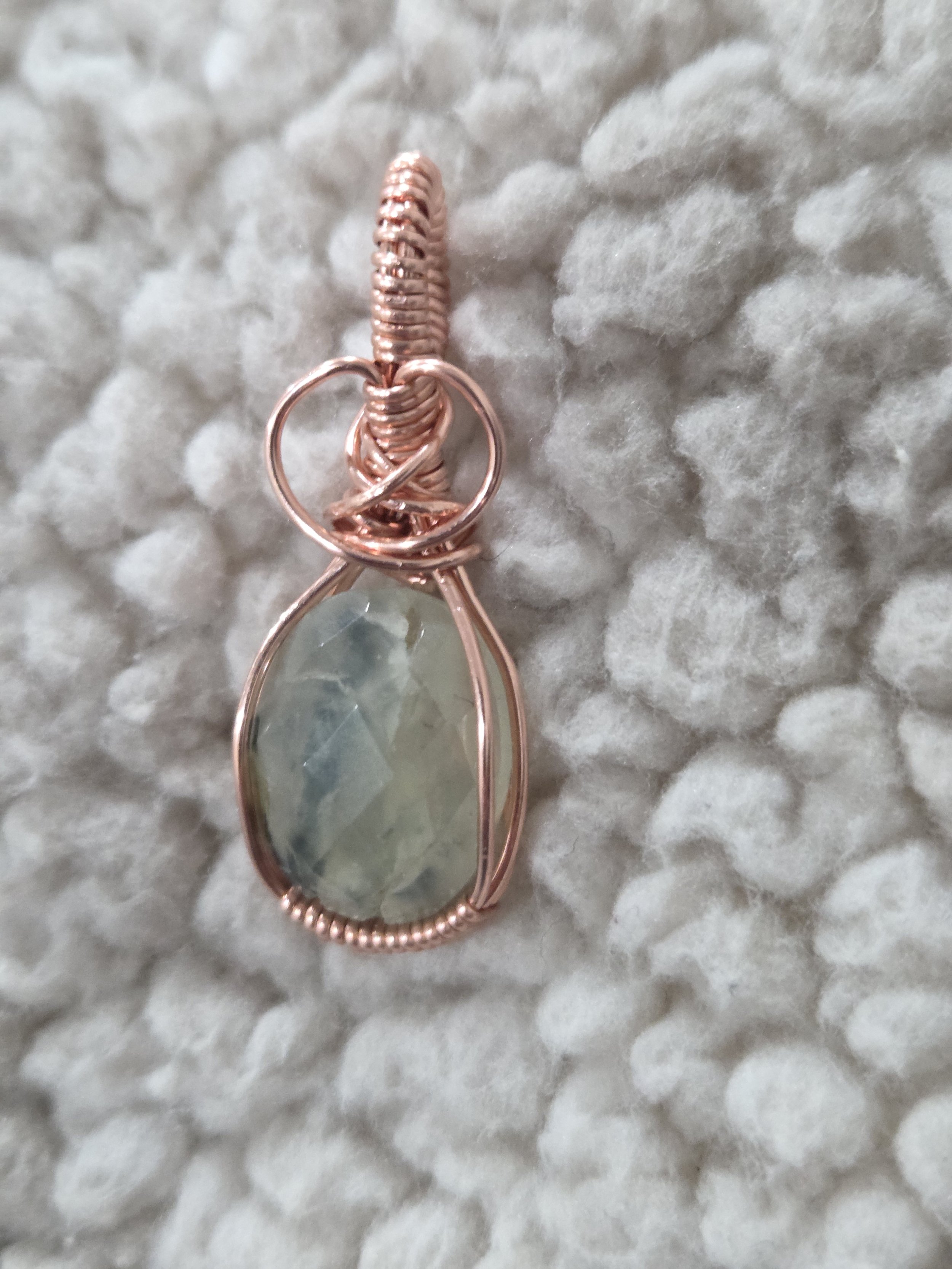 Prehnite with Epidote Faceted Pendant