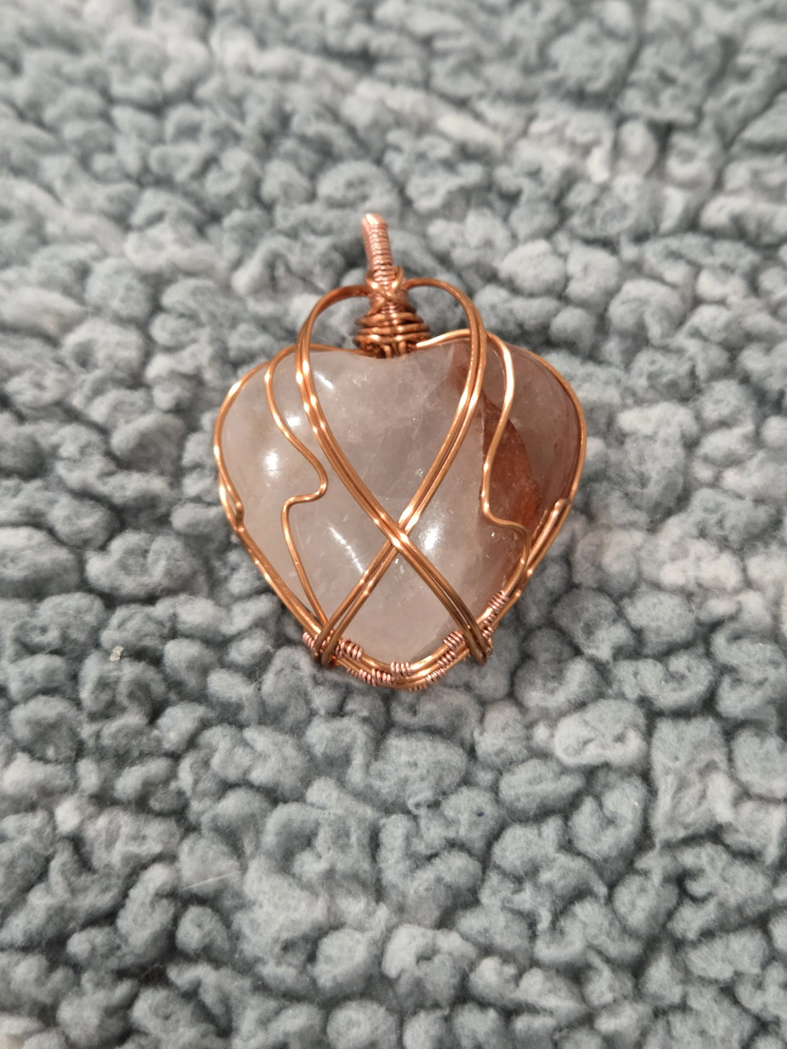 Fire Quartz Heart Pendant DEW Flare | Natural Raw Crystal in Copper | Root, Sacral & Solar Plexus Chakra Passion, Vitality & Grounded Strength | Divine Exchange Within