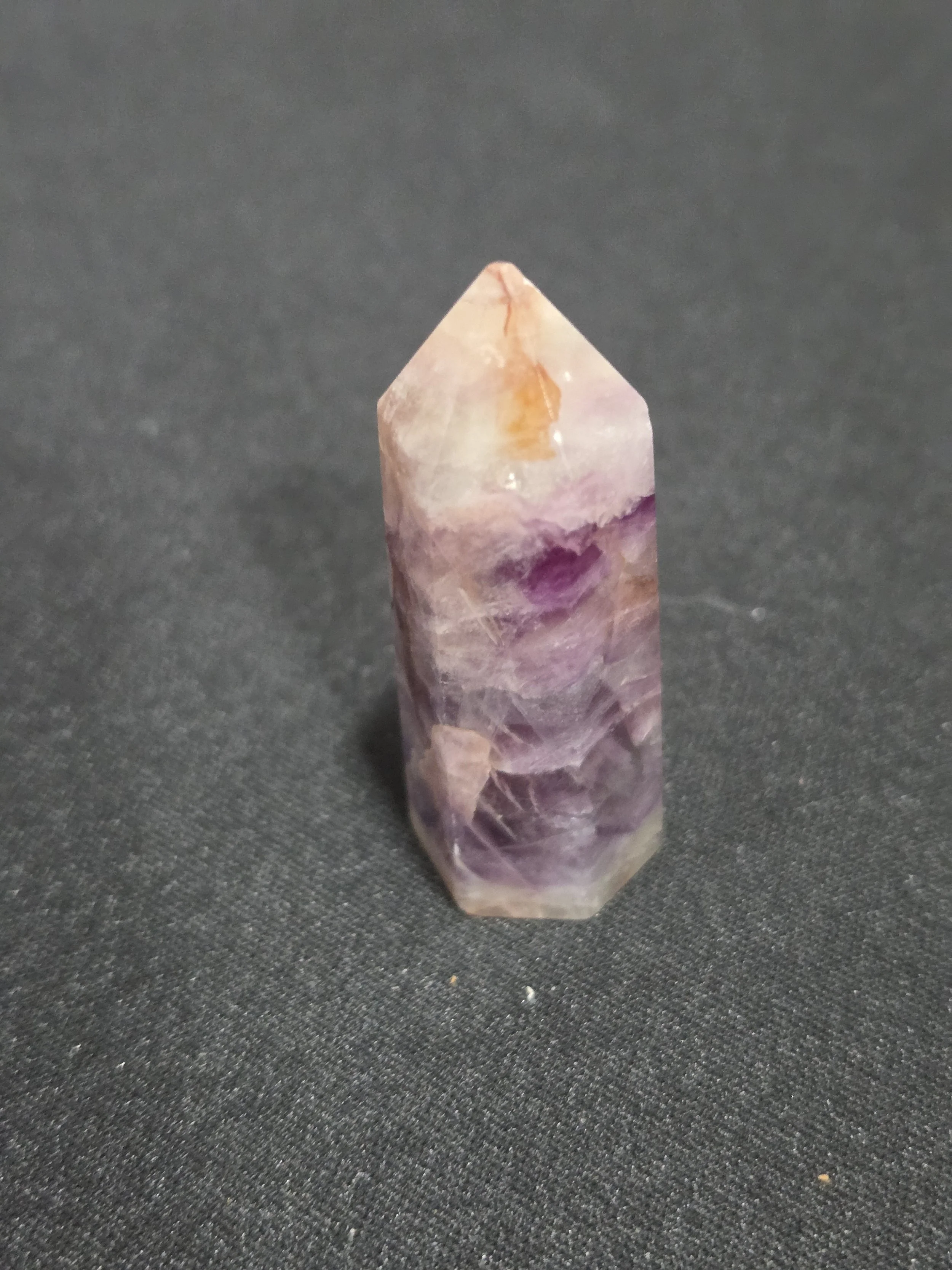 Amethyst with Crazy Lace Mini Tower DEW Flare | Hand-Polished Natural Gemstone | Third Eye & Crown Chakra Clarity, Joy & Playful Intuition | Divine Exchange Within