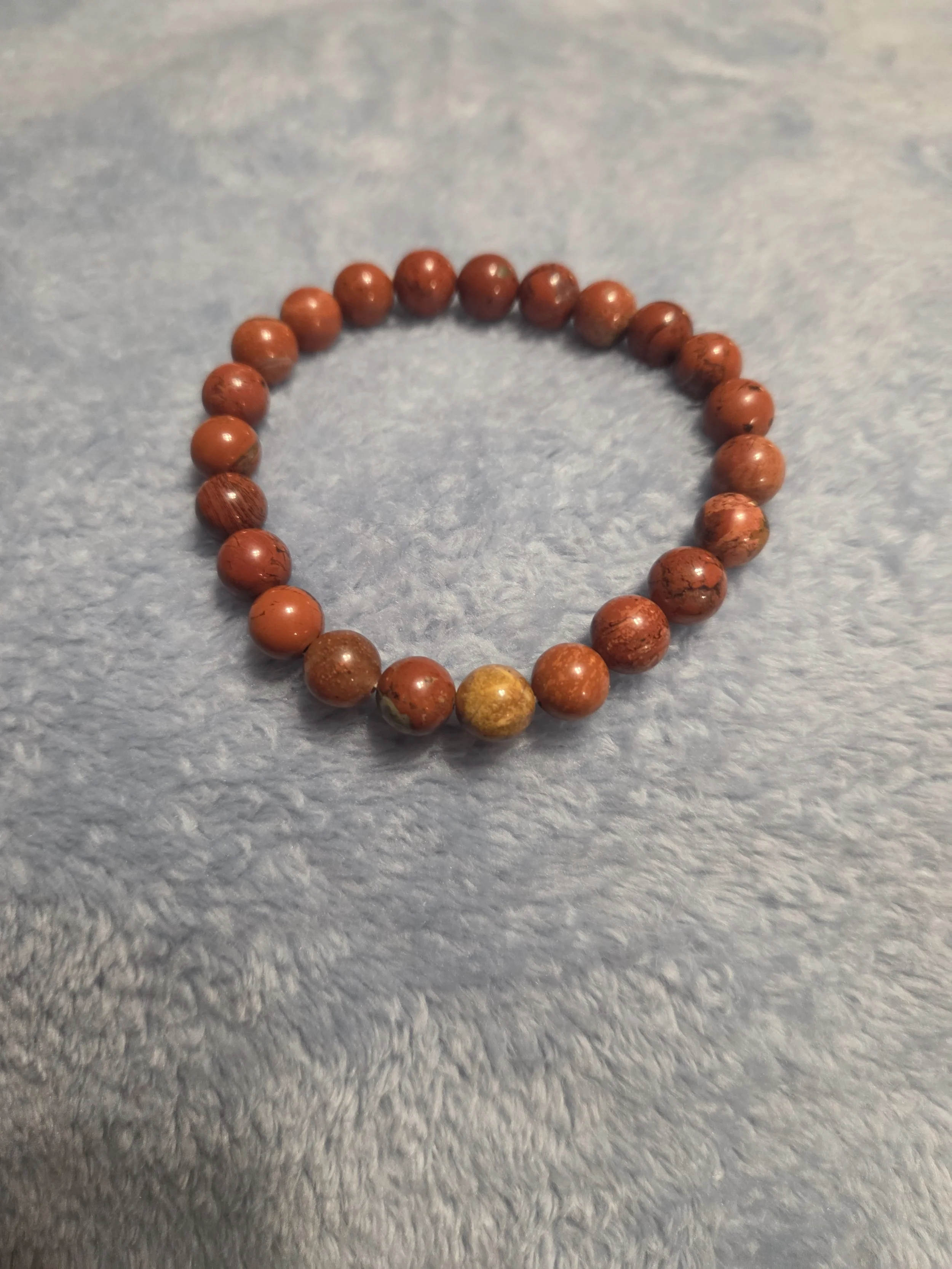 Red Jasper Stretch Bracelet DEW Ground | Natural Gemstone Beads | Root Chakra Stability, Strength & Nurturing Endurance | Divine Exchange Within