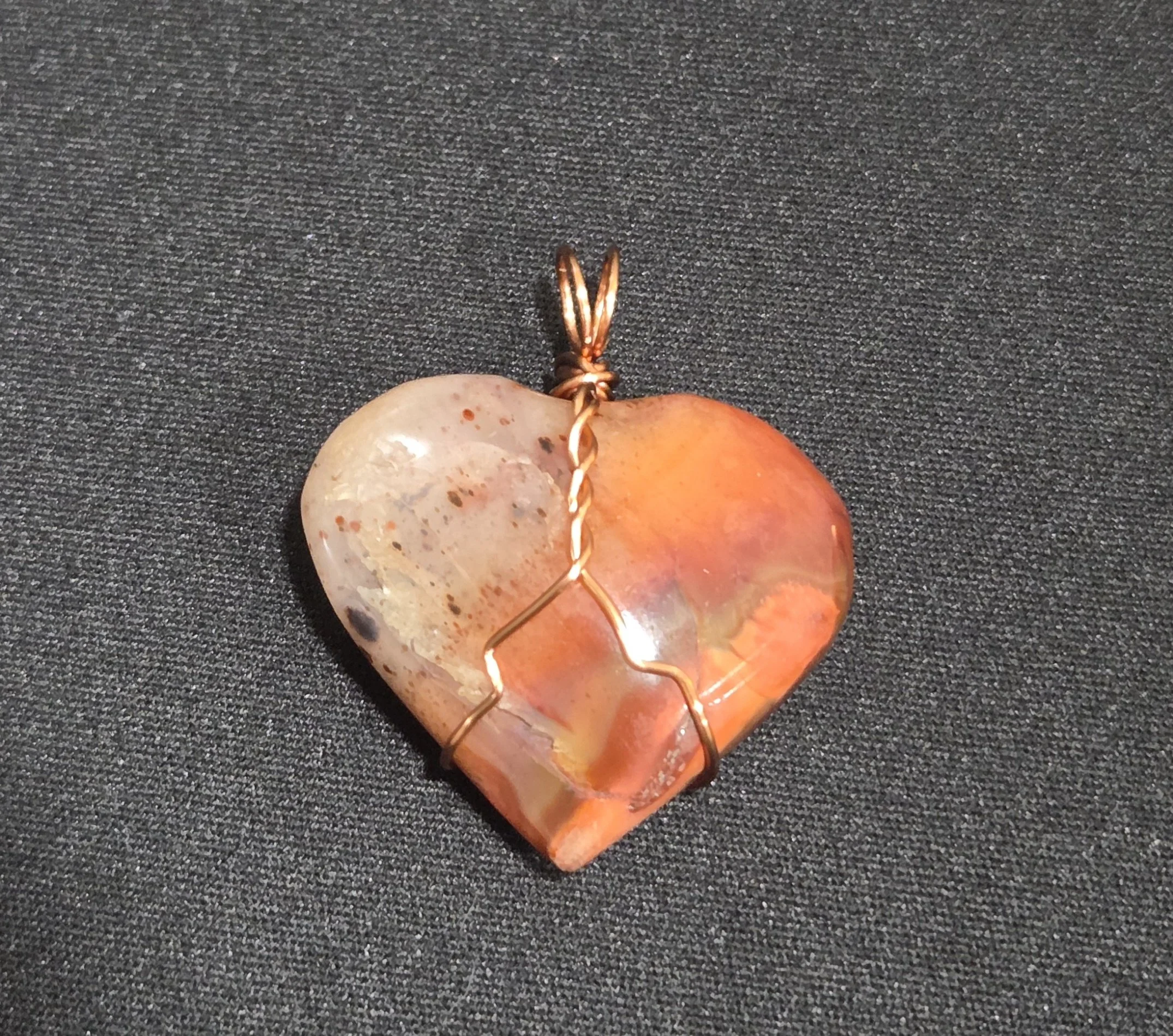 Carnelian Heart Copper Pendant DEW Flare | Hand-Wrapped Natural Gemstone Pendant | Sacral & Root Vitality, Courage & Grounded Passion | Divine Exchange Within