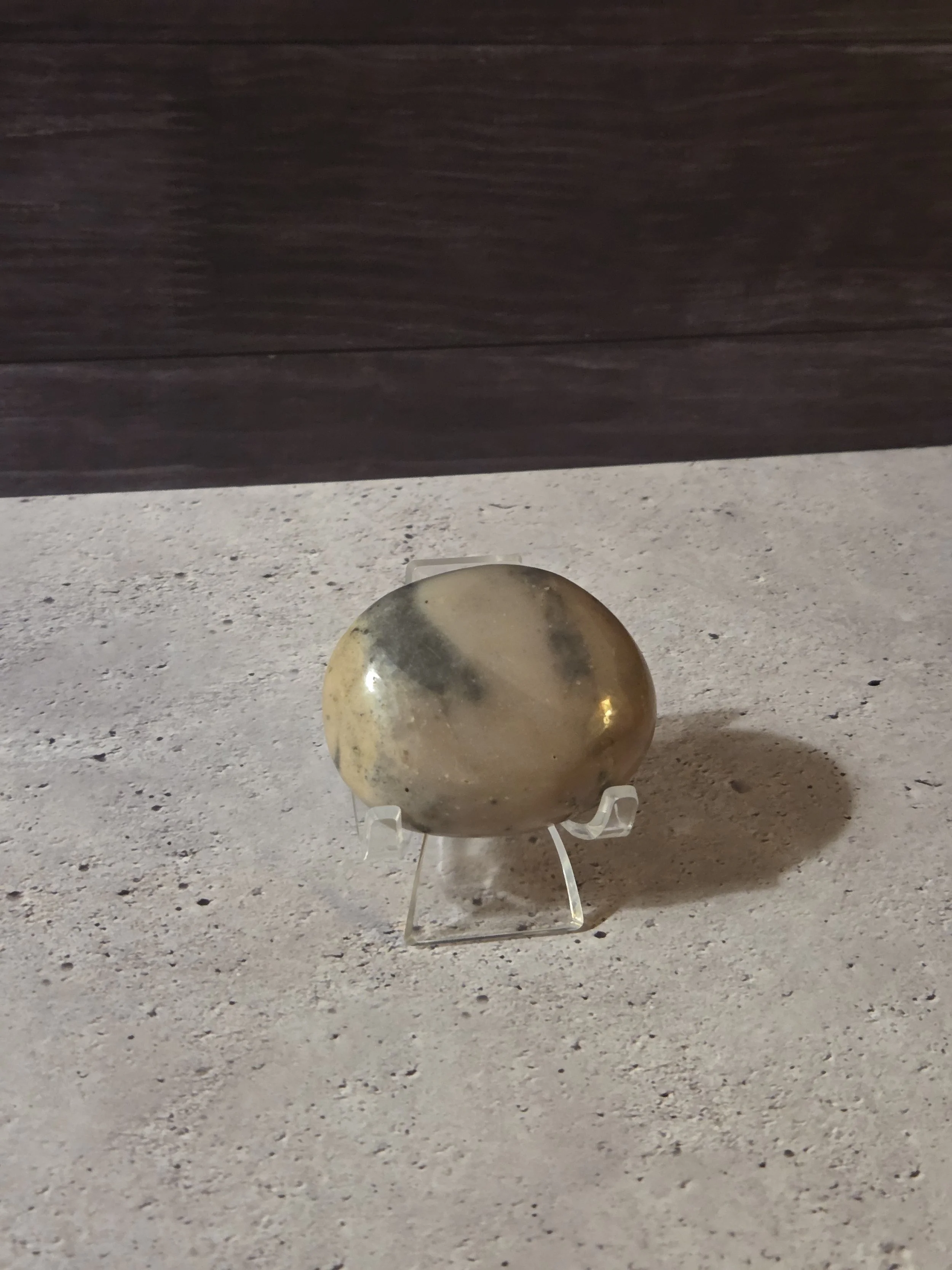 Black Opal Palm Stone — Polished Protection & Flashing Inclusions