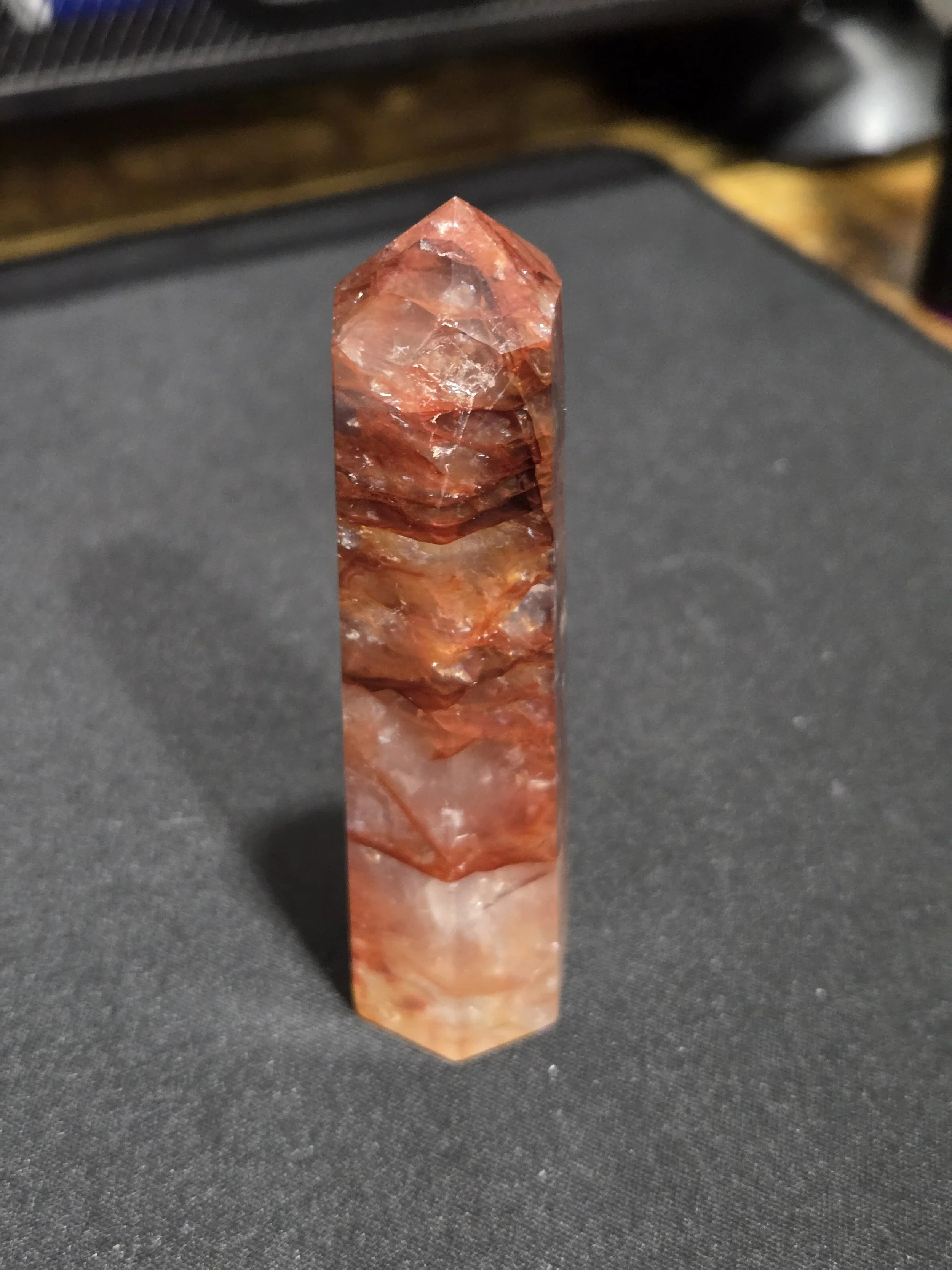 Fire Quartz Tower DEW Flare | Hand-Polished Natural Gemstone | Root, Sacral & Solar Plexus Chakra Activation, Fiery Vitality, Passion & Grounded Confidence | Divine Exchange Within