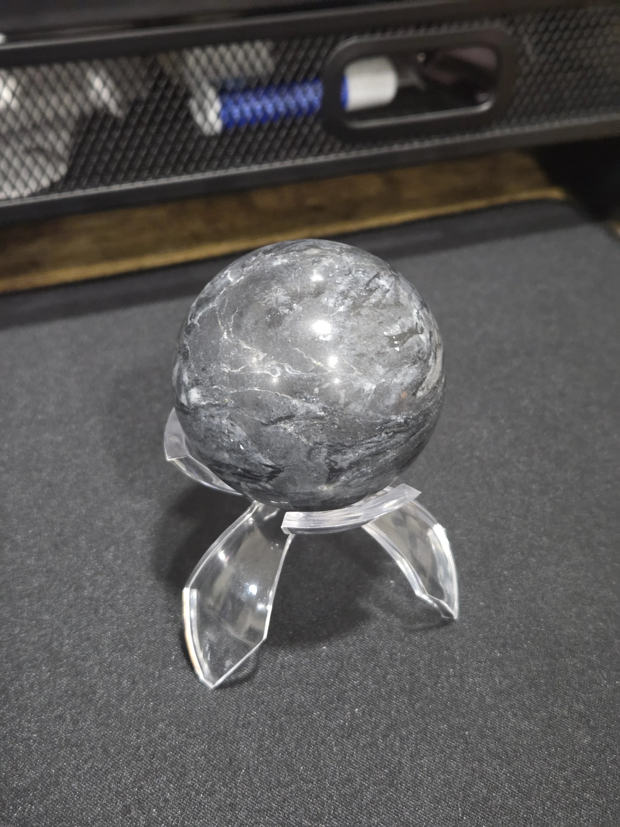 Black Jade Sphere DEW Flare | Polished Crystal Ball | Root Chakra Protection, Stability & Shadow Integration | Divine Exchange Within