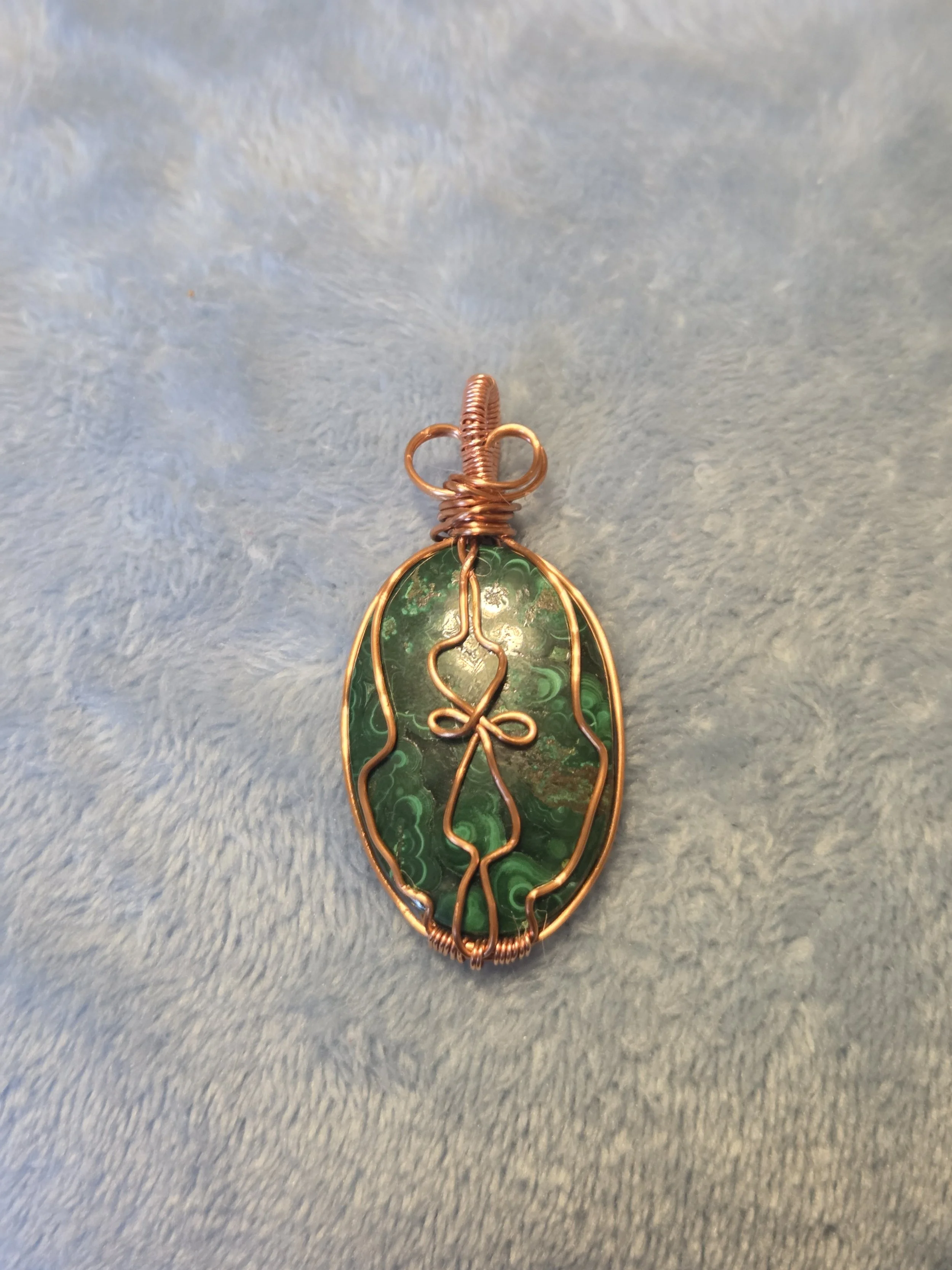 Malacholla Copper Wrapped Pendant | Malacholla Stone Necklace | Handmade Copper Wrapped Crystal | One of a Kind Stone Jewelry
