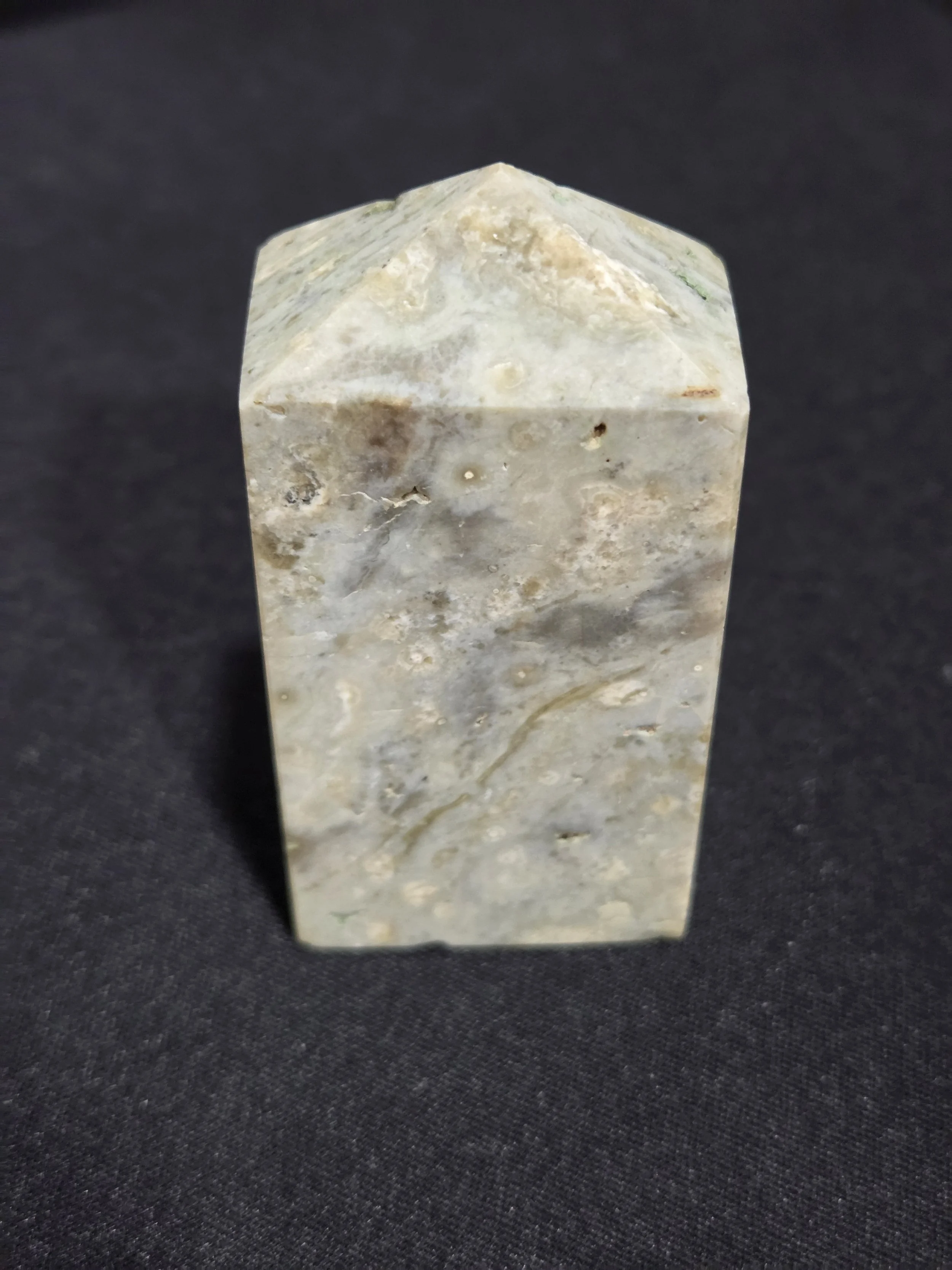 Orbicular Ocean Jasper Tower DEW Flare | Hand-Polished Natural Gemstone | Heart & Solar Plexus Chakra Joy, Nurturing Flow & Emotional Healing | Divine Exchange Within