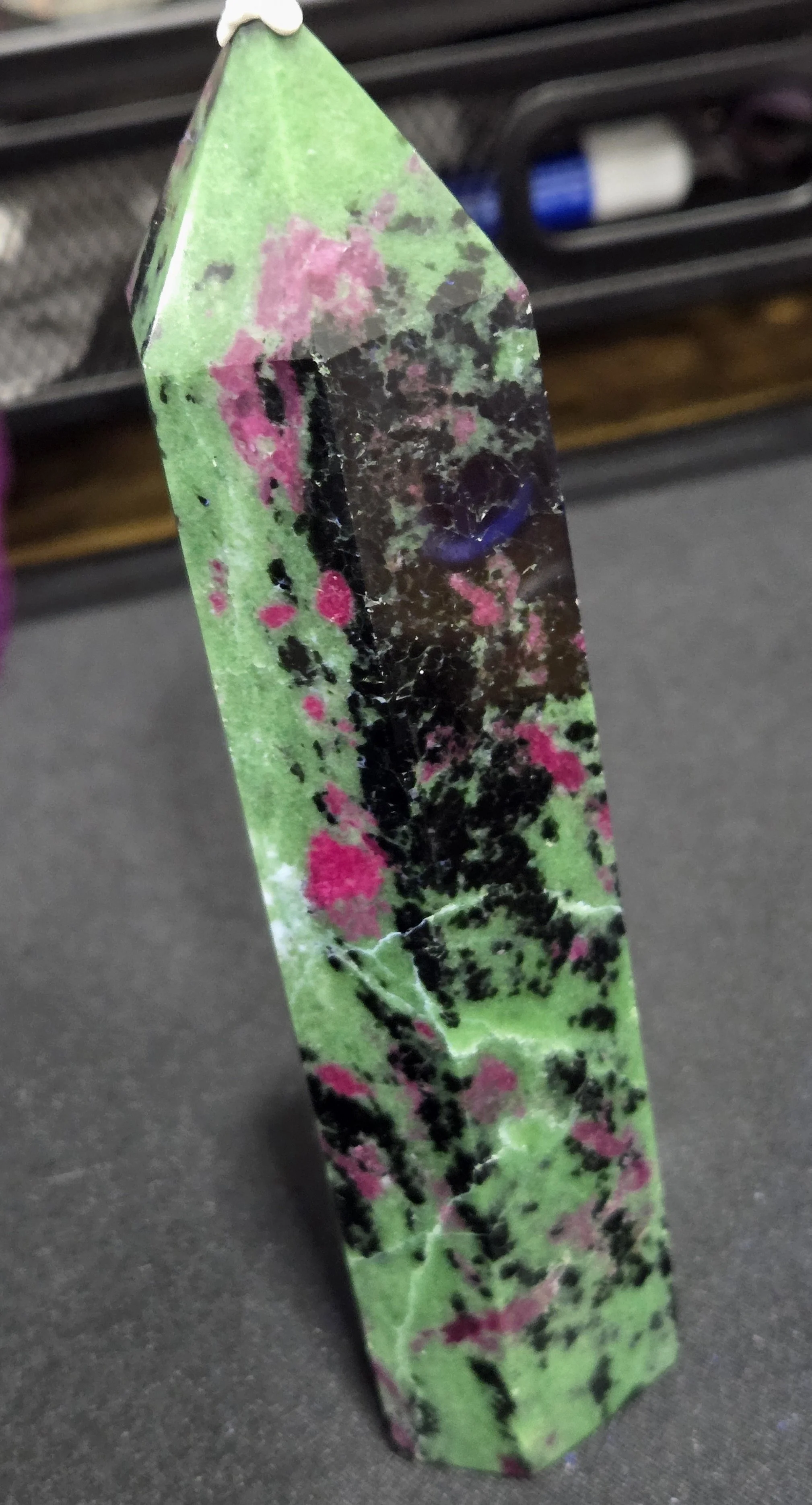 Ruby in Zoisite Tower DEW Flare | Hand-Polished Natural Gemstone | Heart Chakra Love, Growth & Vitality, Root Chakra Passion & Grounding | Divine Exchange Within