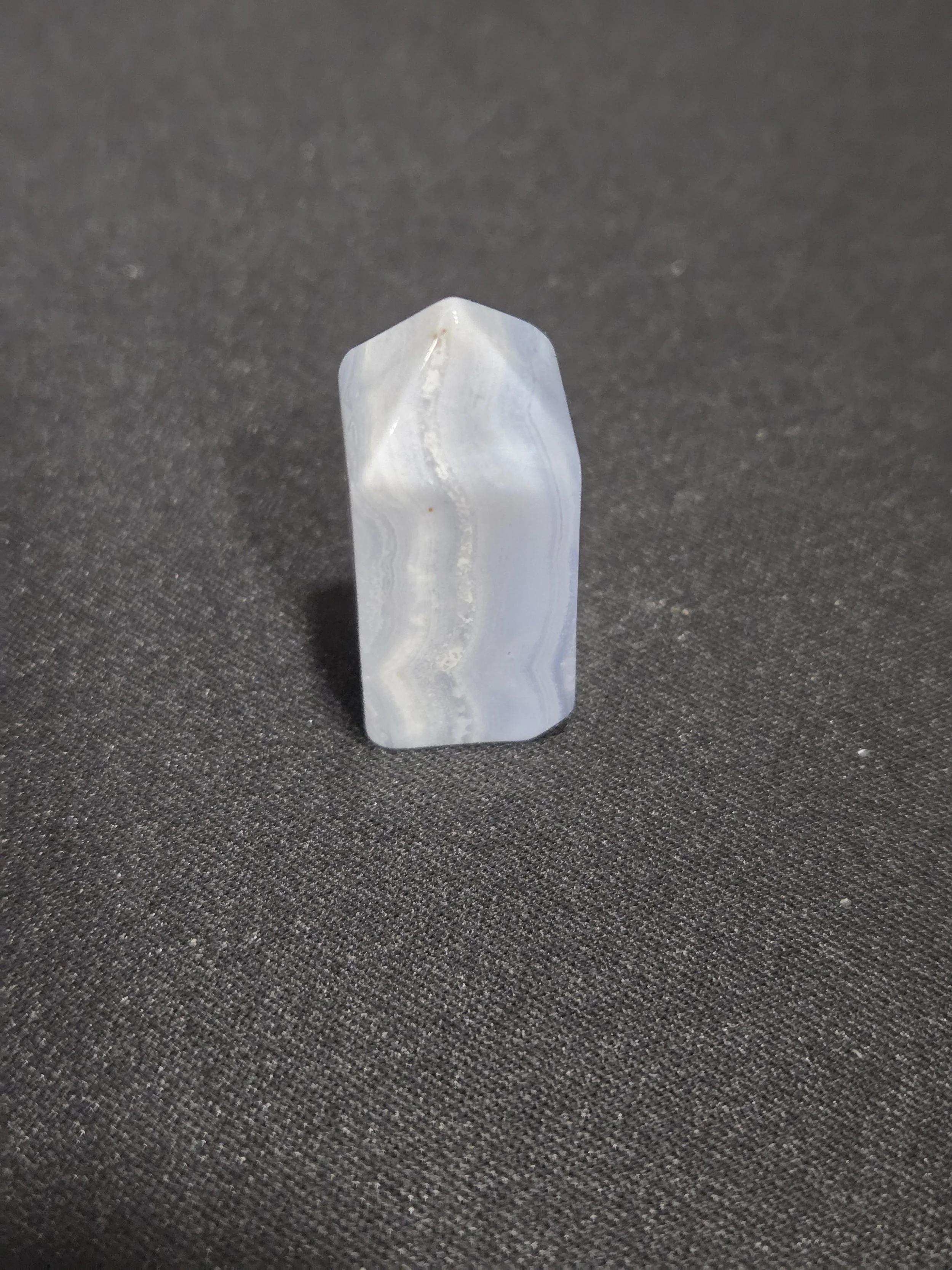 Blue Lace Agate Tower DEW Flare | Hand-Polished Natural Gemstone | Throat & Crown Chakra Serenity, Gentle Communication, Calm Clarity & Peaceful Expression | Divine Exchange Within