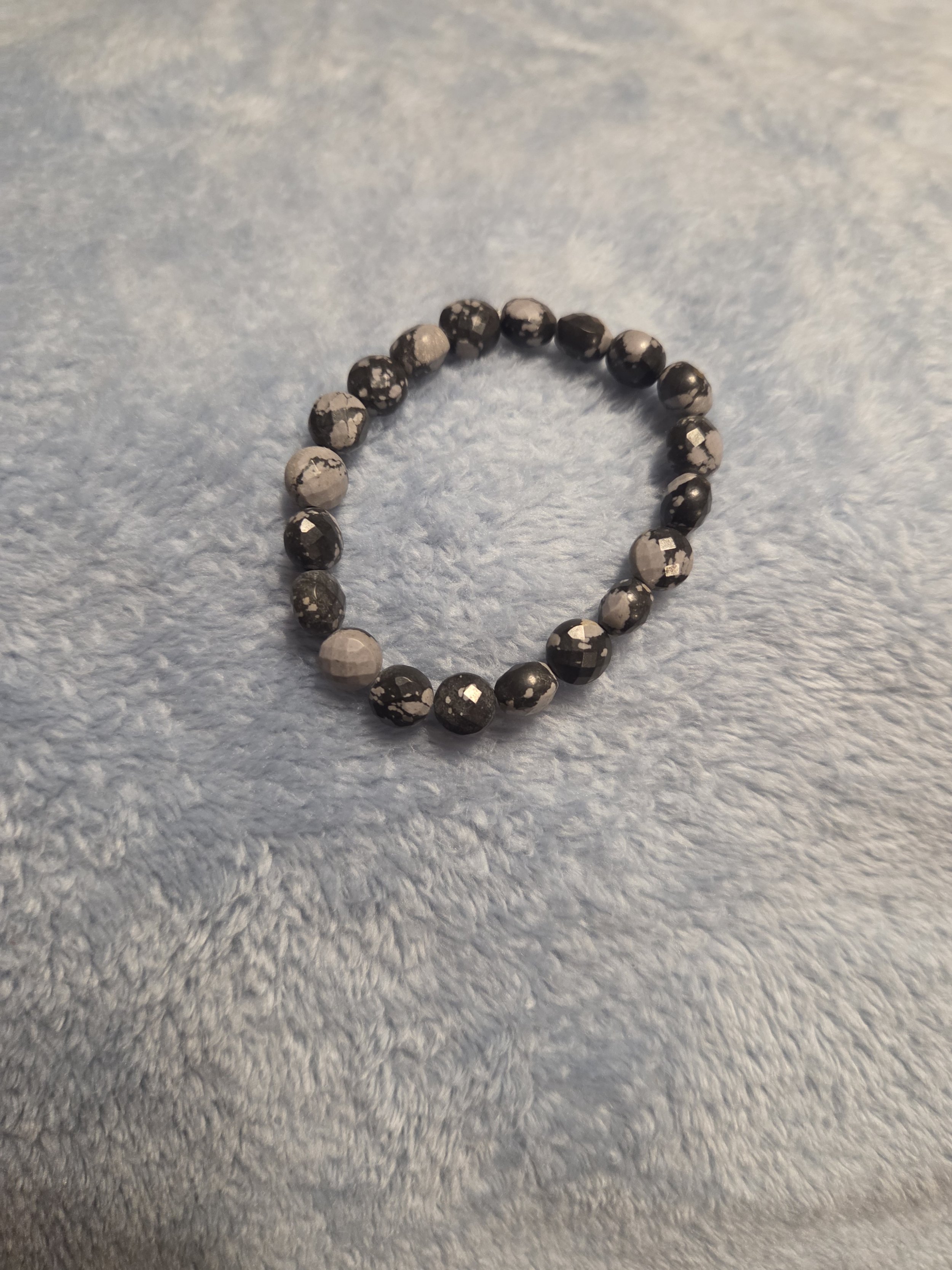 Snowflake Jasper Stretch Bracelet DEW Purity | Faceted Natural Gemstone Beads | Root Chakra Grounding, Protection & Emotional Balance | Divine Exchange Within