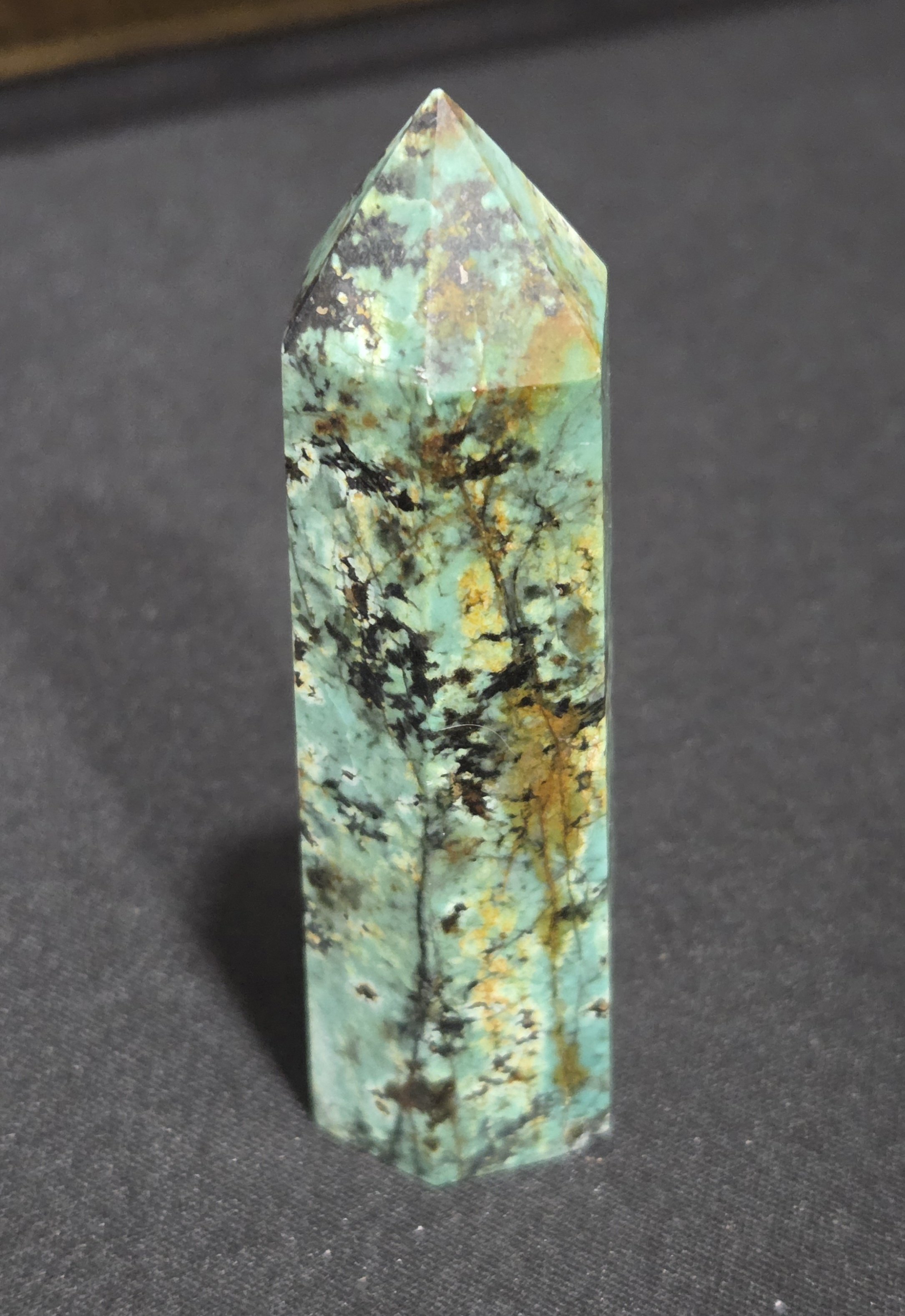 African Turquoise Jasper Tower DEW Flare | Hand-Polished Natural Gemstone | Throat & Third Eye Chakra Wisdom, Calm Communication, Ancient Insight & Grounded Transformation | Divine Exchange Within
