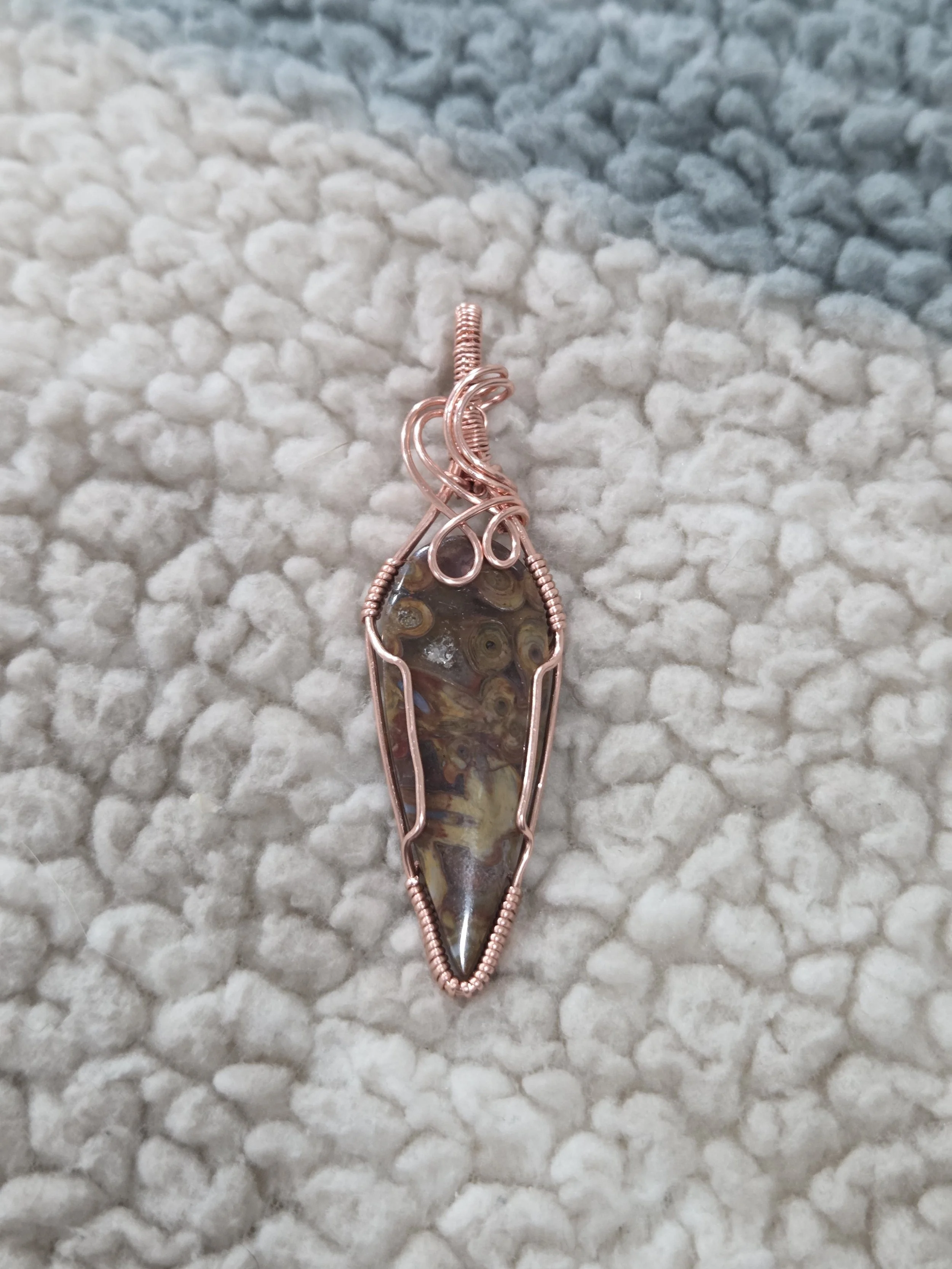 Stromatolite Pendant DEW Flare | Ancient Fossilized Algae in Copper | Root & Third Eye Chakra Ancient Wisdom, Grounding & Timeless Insight | Divine Exchange Within