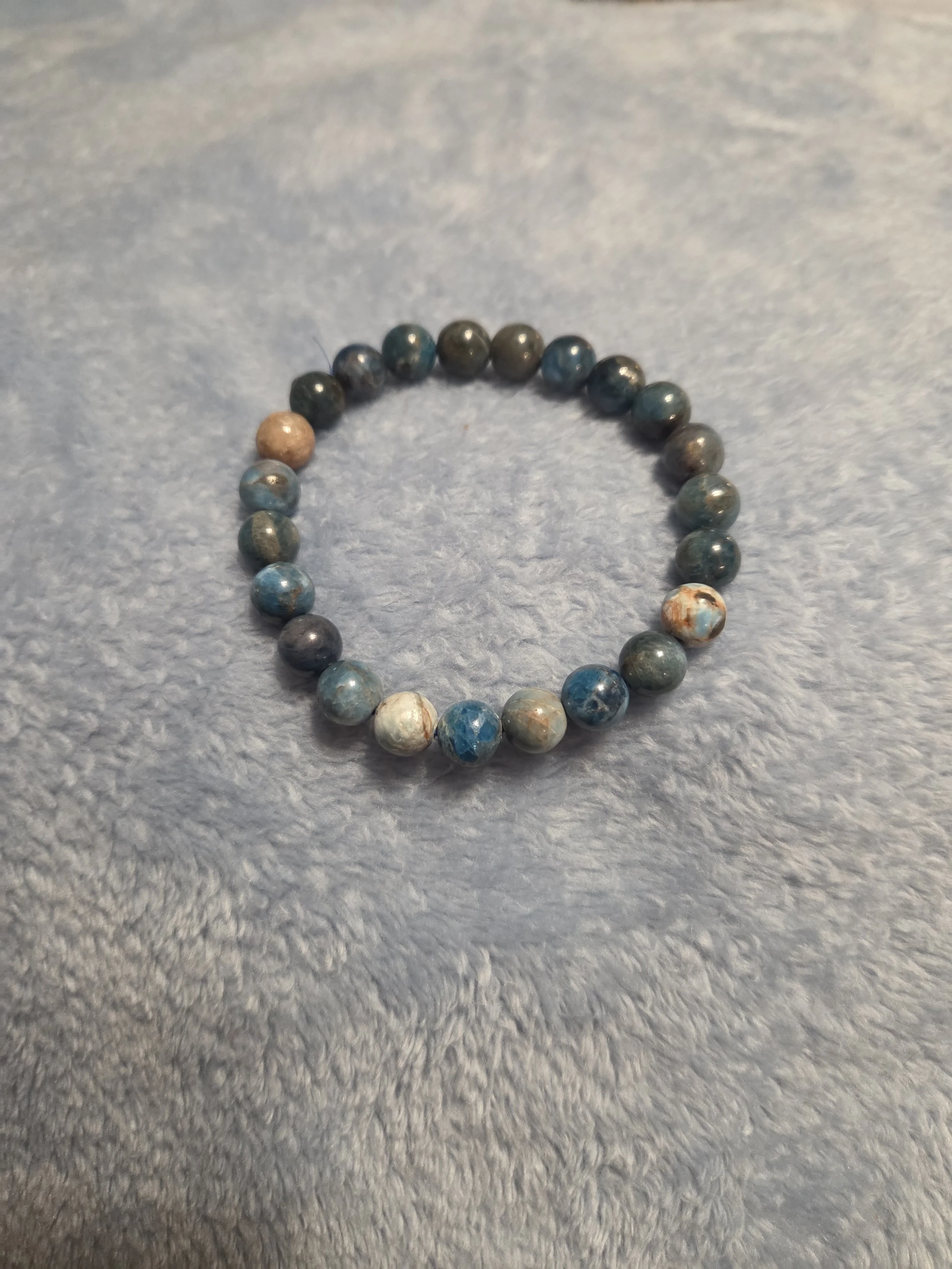 Blue Apatite Stretch Bracelet DEW Flare | Natural Gemstone Beads | Throat & Third Eye Chakra Communication, Clarity & Manifestation | Divine Exchange Within