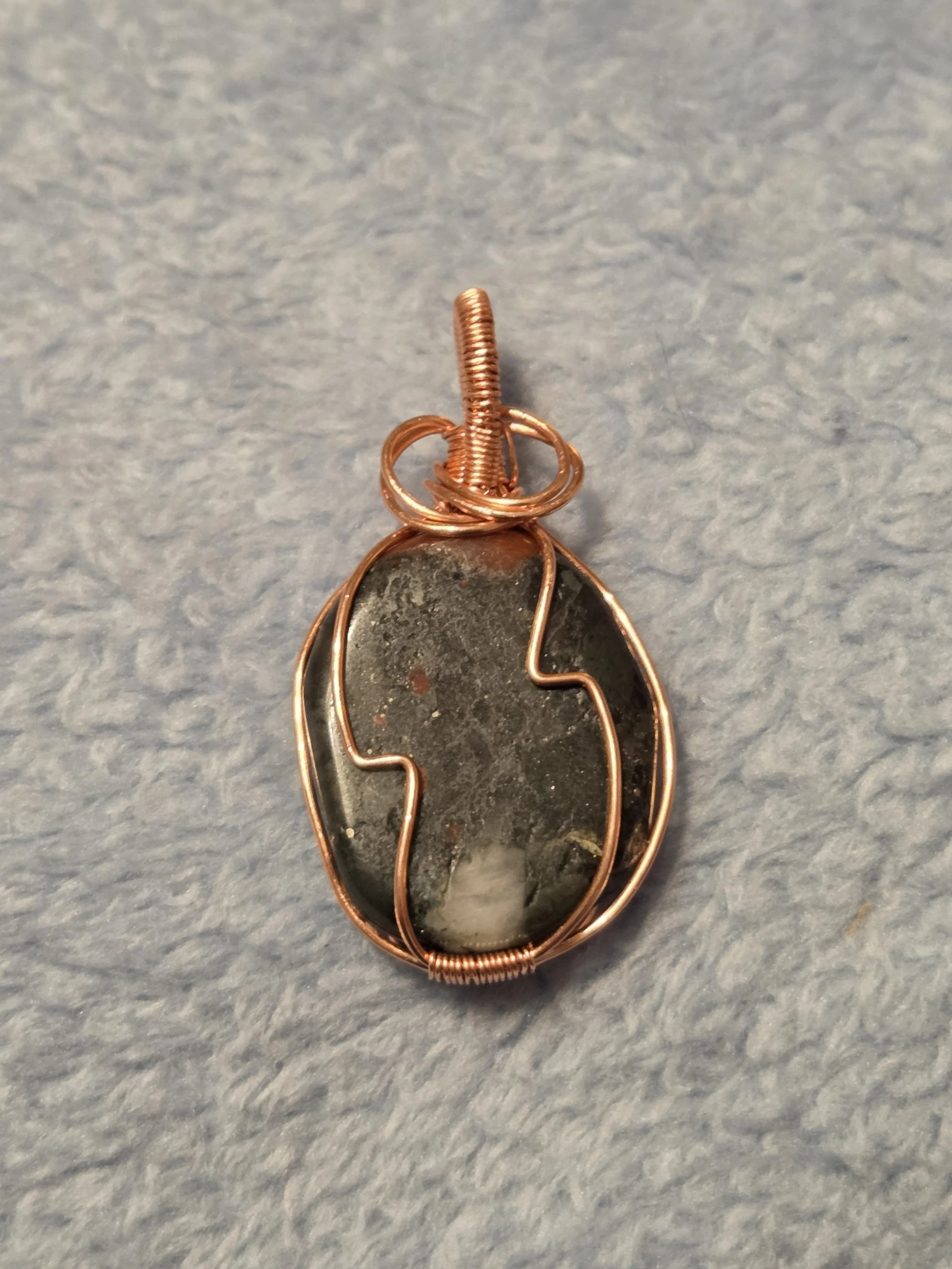 African Bloodstone Pendant DEW Flare | Hand-Wrapped in Copper | Root & Heart Chakra Grounding & Gentle Healing | Strength, Courage & Vitality | Divine Exchange Within