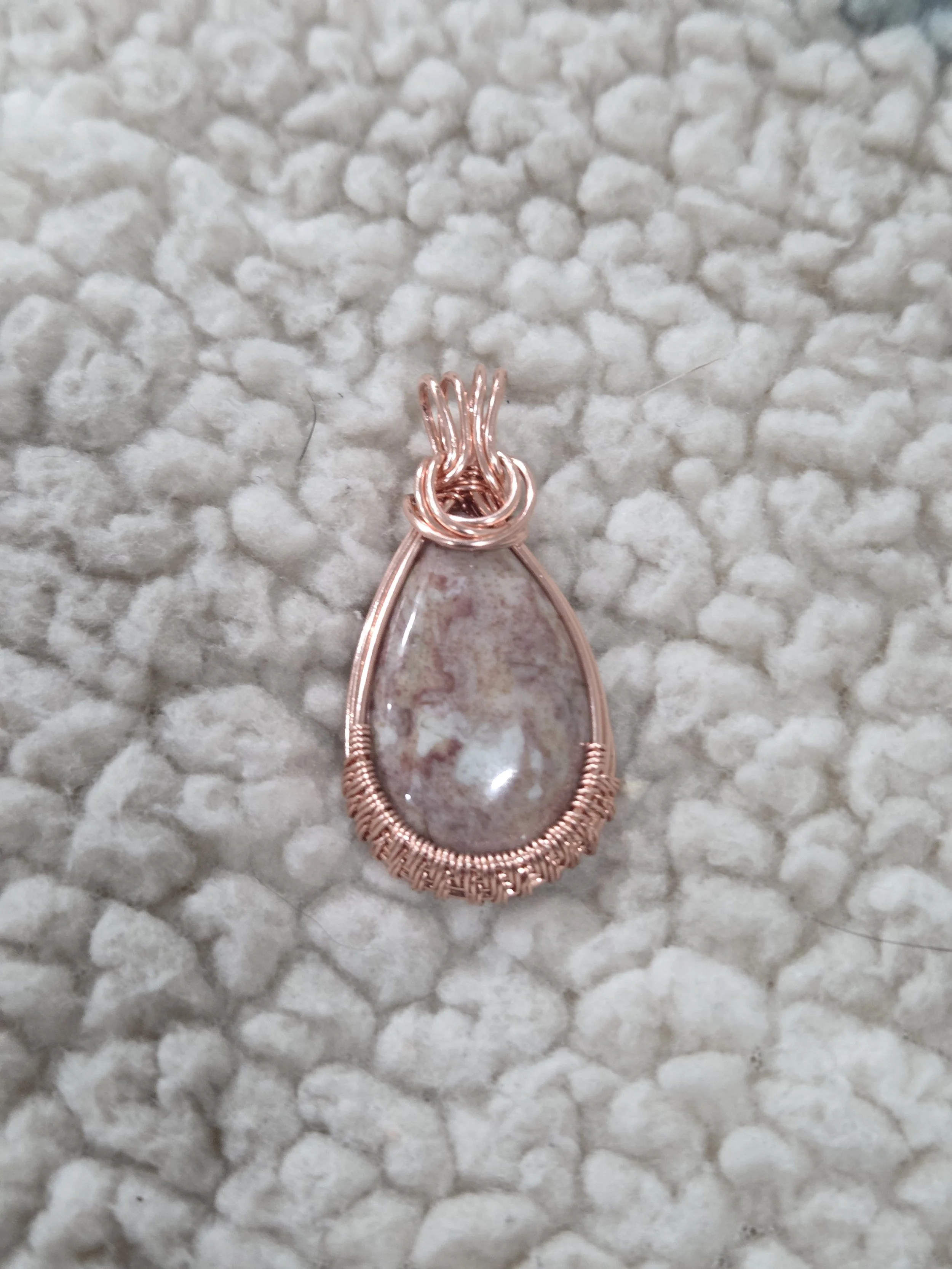 Rosetta Jasper Pendant DEW Flare | Hand-Wrapped in Copper | Root & Heart Chakra Nurturing, Grounding & Gentle Strength | Divine Exchange Within