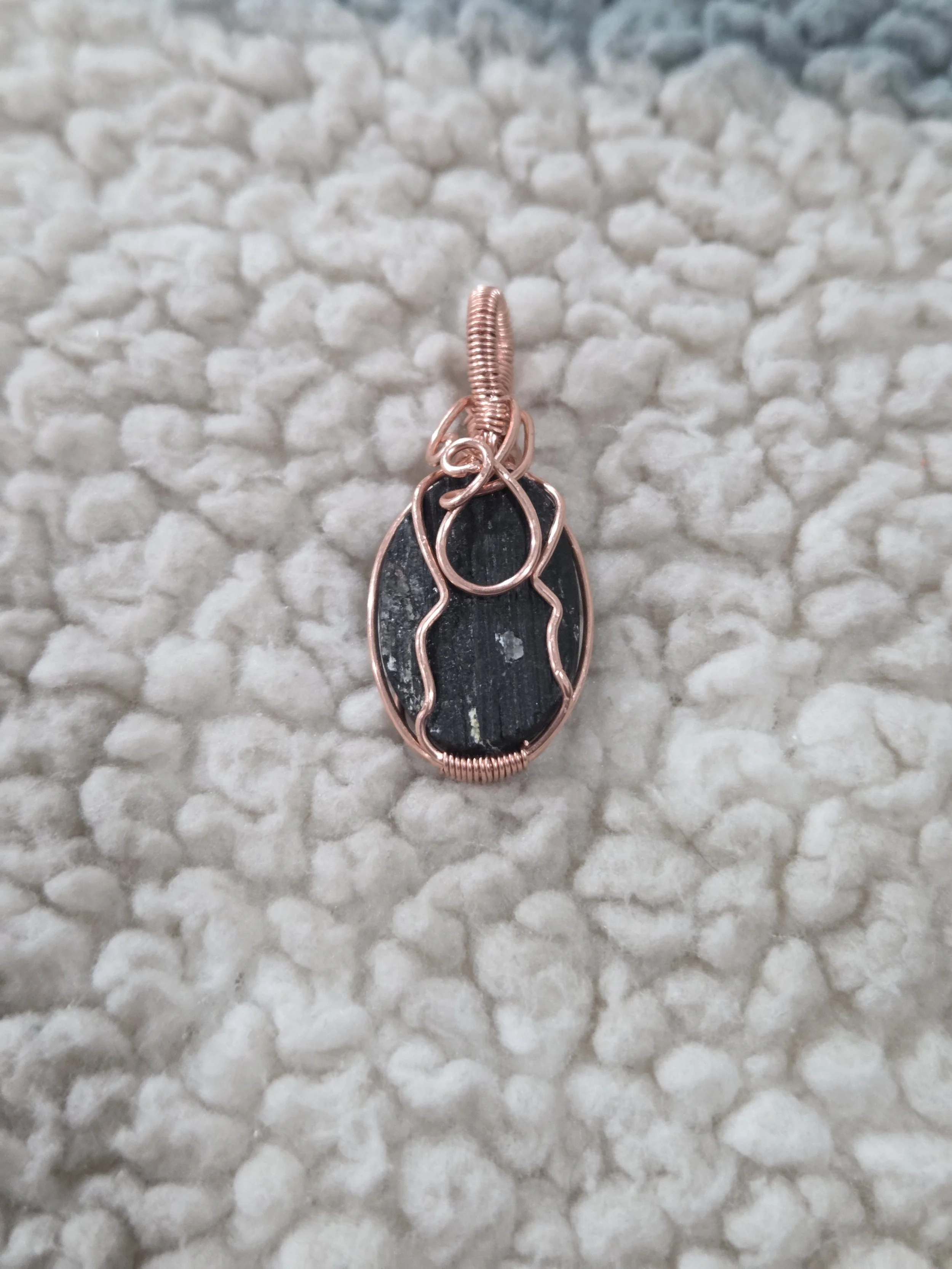 Black Tourmaline Pendant DEW Flare | Natural Crystal in Copper | Root Chakra Protection, Grounding & Energetic Shield | Divine Exchange Within