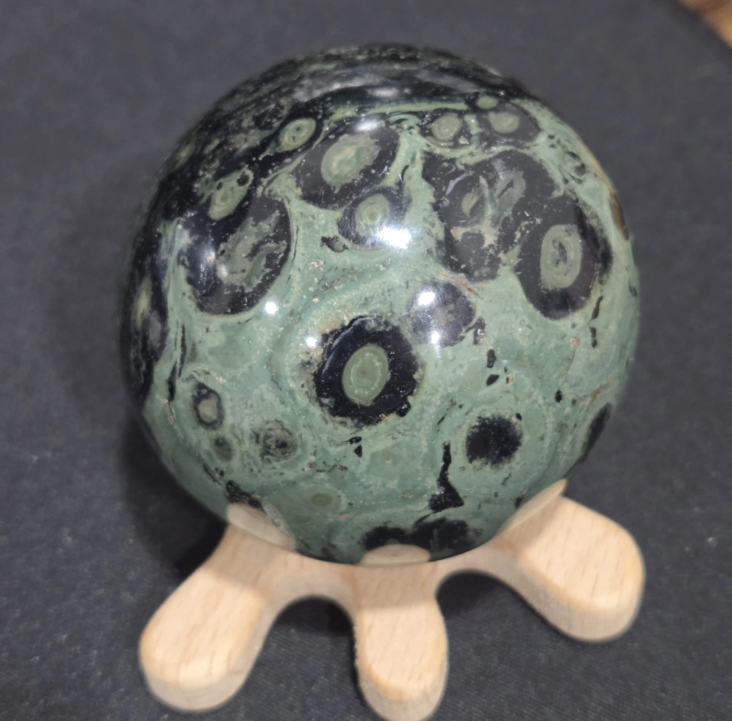 Kambaba Jasper Sphere DEW Flare | Hand-Polished Natural Gemstone | Heart & Root Chakra Harmony, Ancient Earth Wisdom, Nurturing Growth & Deep Grounding | Divine Exchange Within