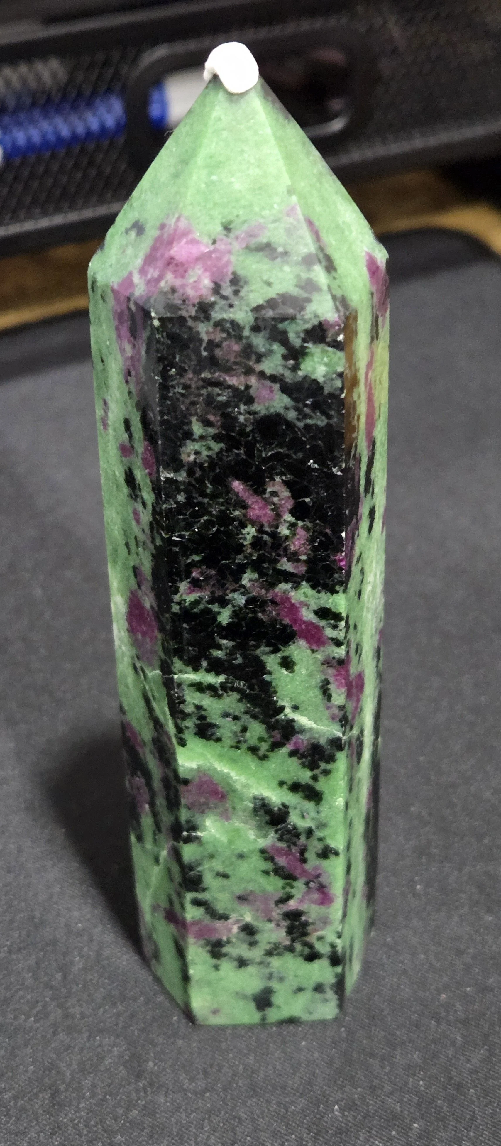 Ruby in Zoisite Tower DEW Flare | Hand-Polished Natural Gemstone | Heart Chakra Love, Growth & Vitality, Root Chakra Passion & Grounding | Divine Exchange Within