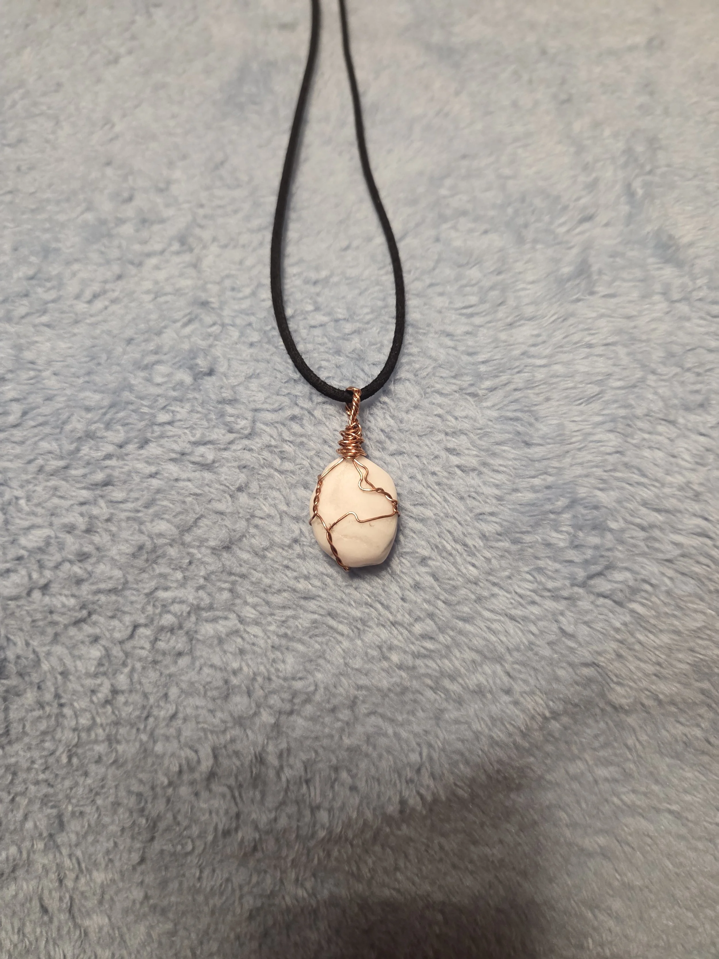 Mangano Calcite DEW Flare Pendant | Copper Wire Wrap | Heart Chakra Inner Child Healing & Gentle Self-Love Necklace | Divine Exchange Within