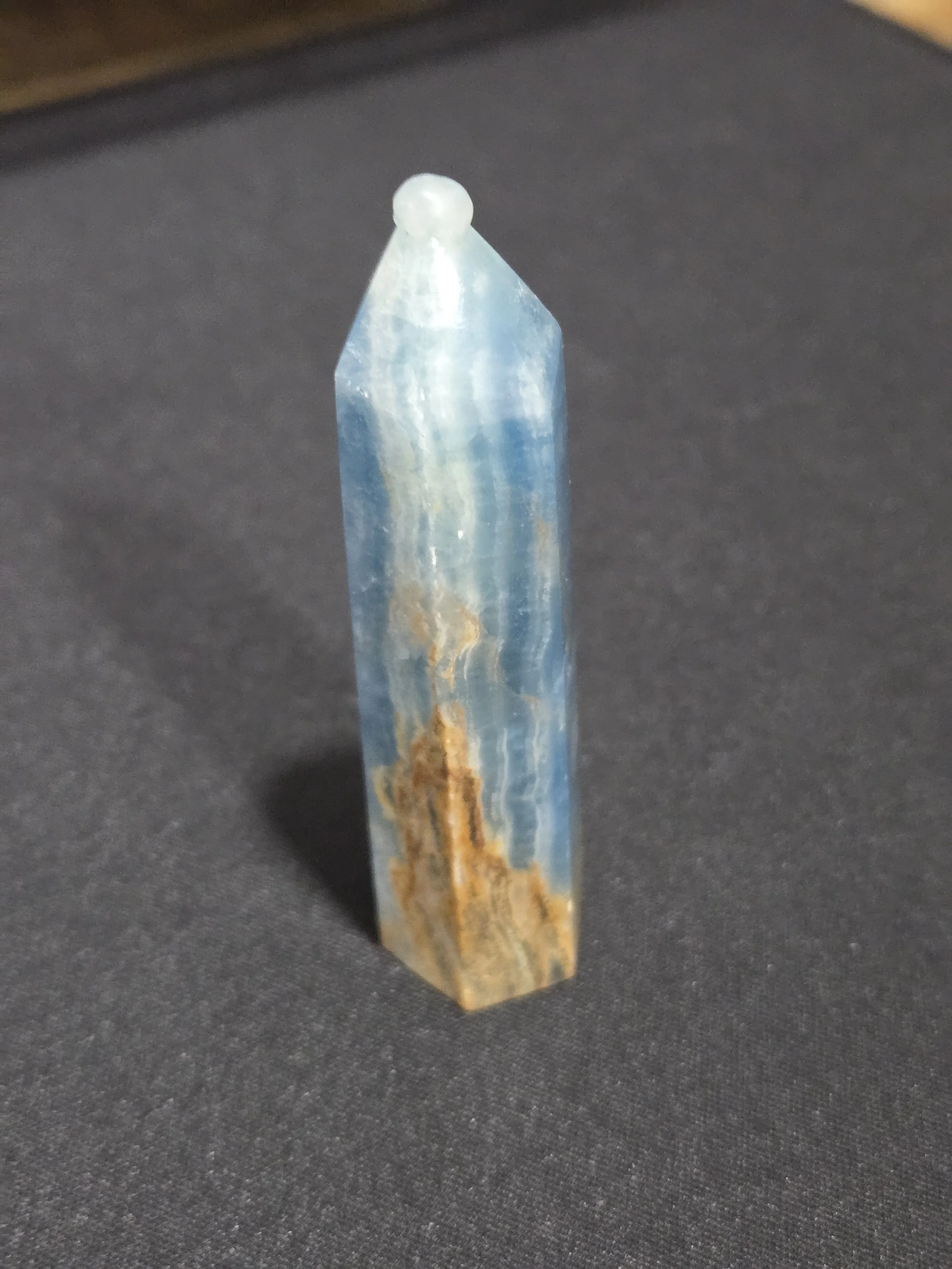 Blue Onyx Tower DEW Flare | Hand-Polished Natural Gemstone | Throat Chakra Communication, Calm Expression & Inner Truth | Divine Exchange Within