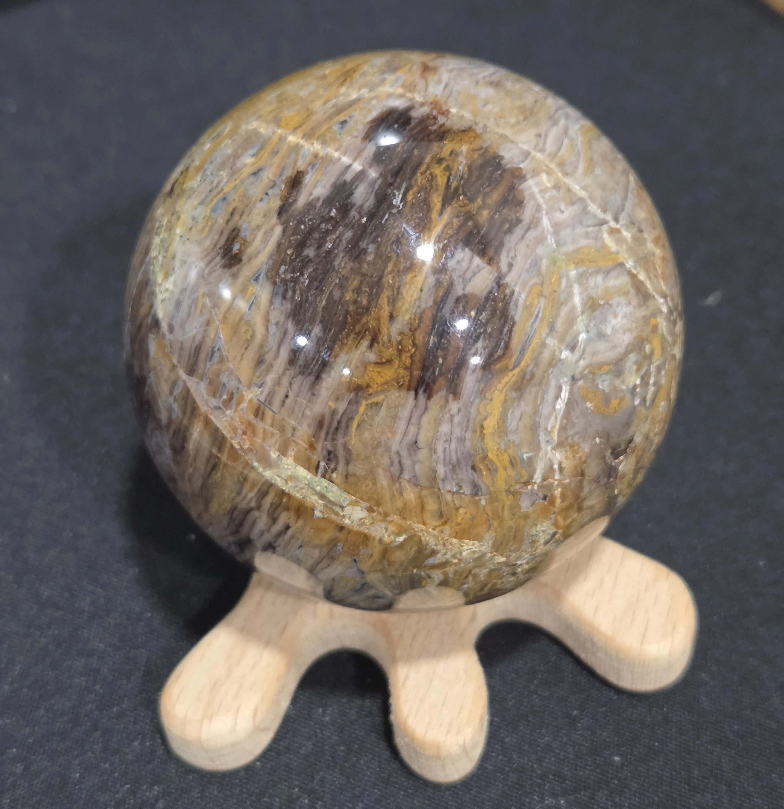 Chocolate Calcite Sphere DEW Flare | Hand-Polished Natural Gemstone | Solar Plexus & Heart Chakra Harmony, Gentle Empowerment, Emotional Warmth & Joyful Confidence | Divine Exchange Within