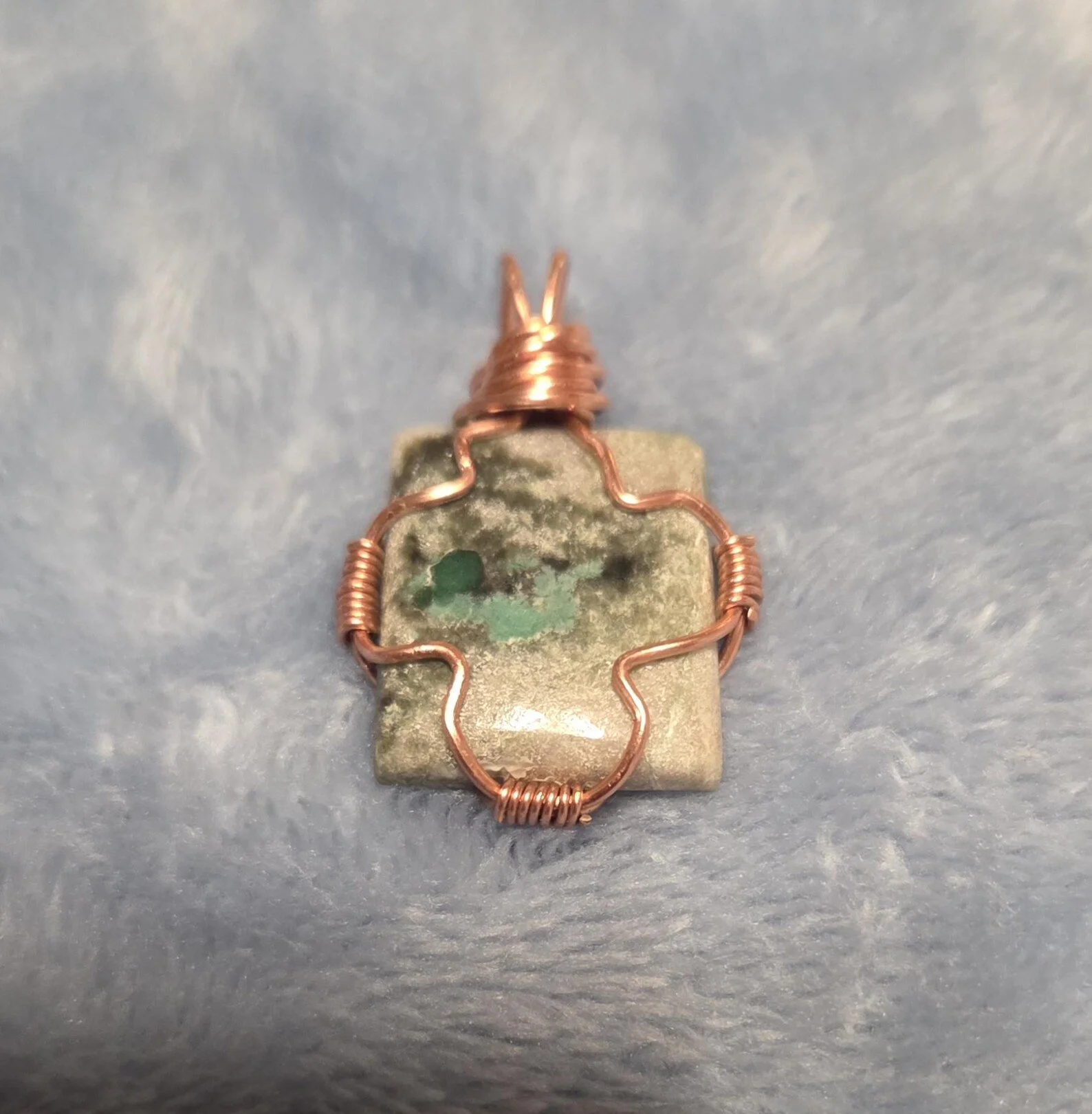 Variscite Copper Wire Wrapped Pendant – Handmade Green Variscite Necklace – Artisan Gemstone Jewelry