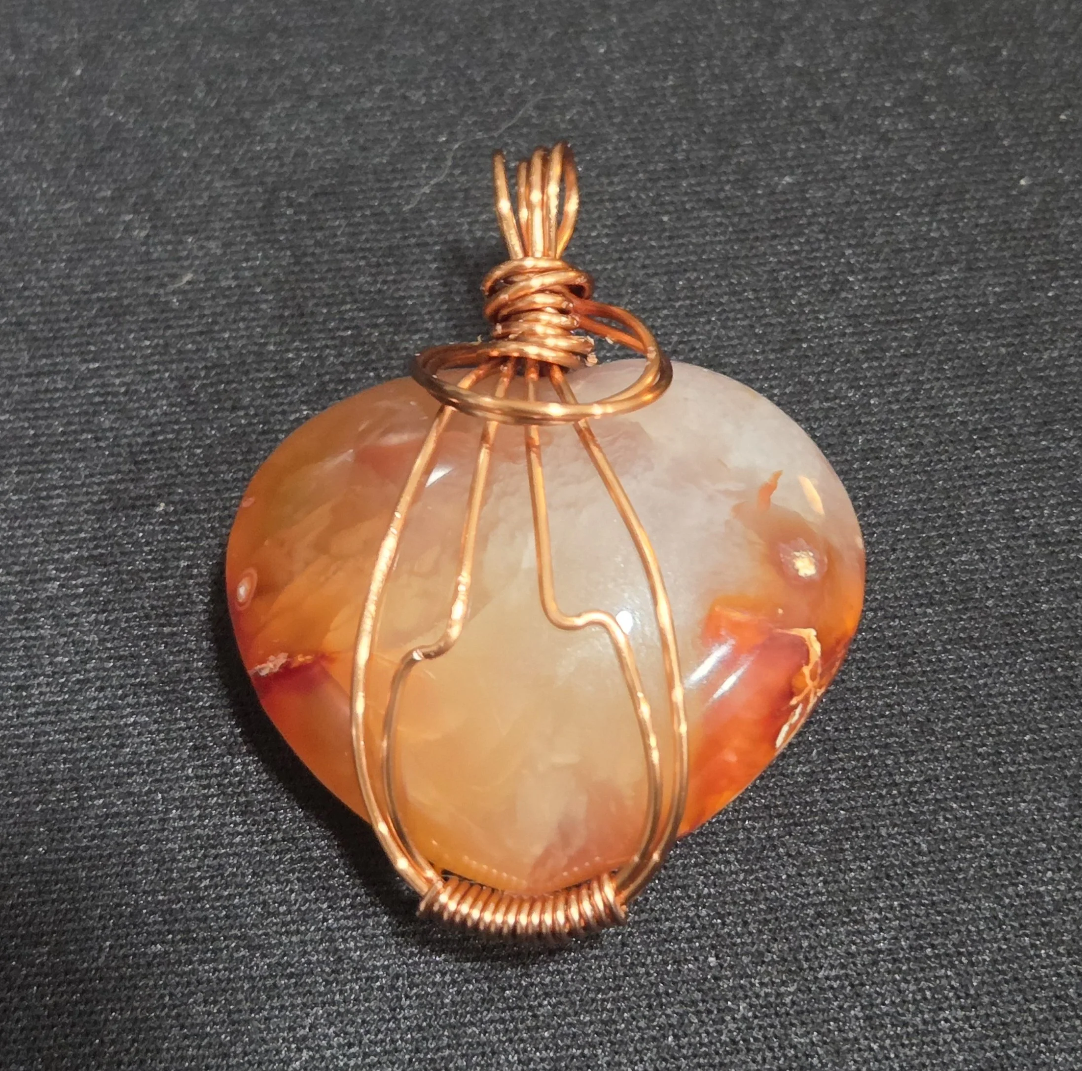 Carnelian Heart Copper Pendant DEW Flare | Hand-Wrapped Natural Gemstone Pendant | Sacral & Root Vitality, Courage & Grounded Passion | Divine Exchange Within