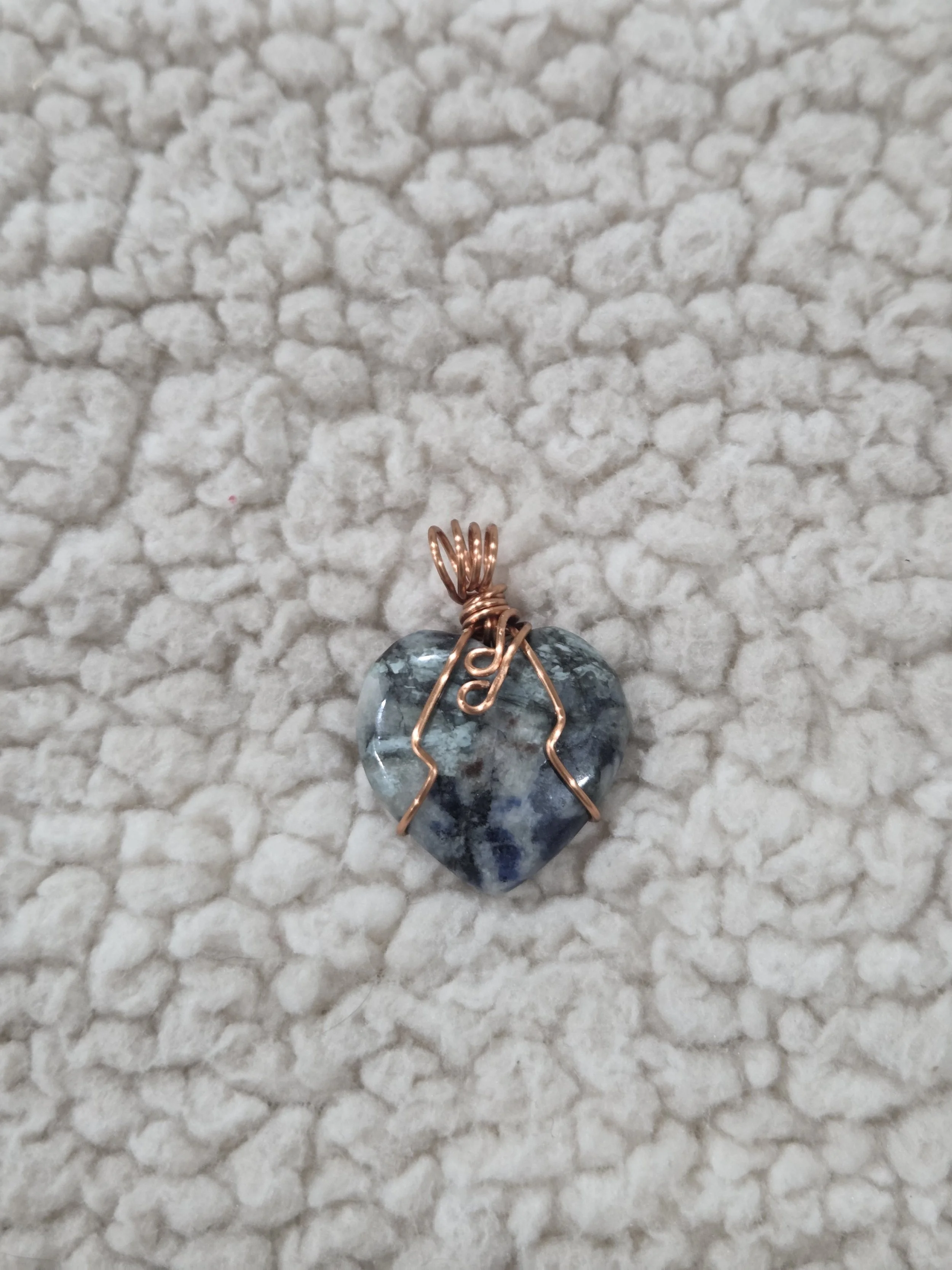 Sodalite Heart DEW Flare | Hand-Wrapped Copper Pendant | Throat & Third Eye Chakra Clarity, Insight & Calm Communication | Divine Exchange Within