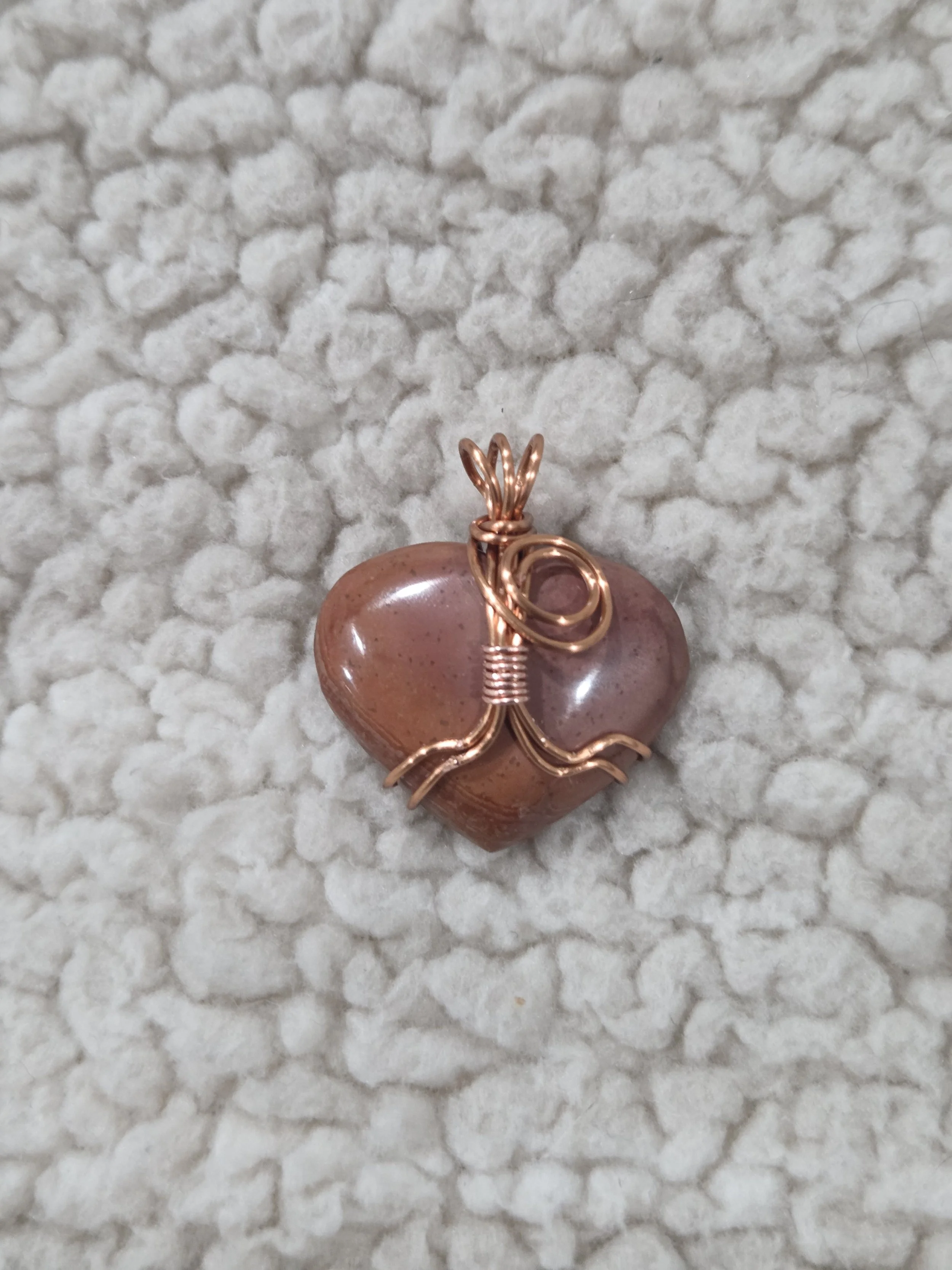 Noreena Jasper Heart DEW Flare | Hand-Wrapped Copper Pendant | Root & Solar Plexus Chakra Strength, Vitality & Personal Power | Divine Exchange Within