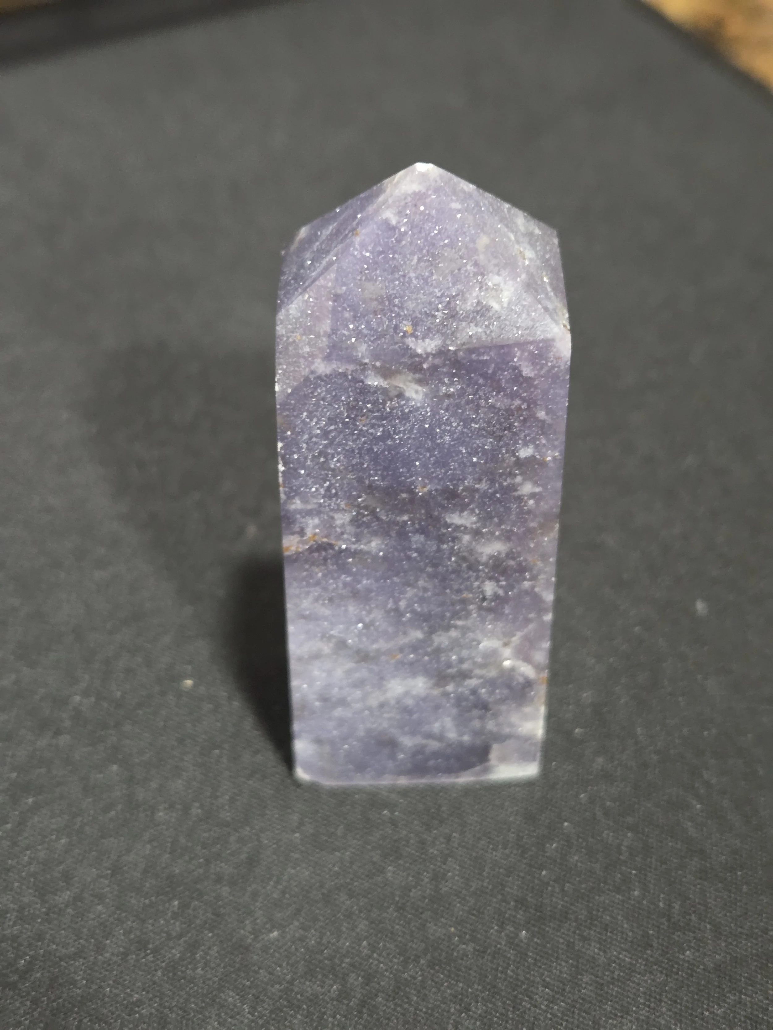 Lepidolite Tower DEW Flare | Hand-Polished Natural Gemstone | Heart & Third Eye Chakra Calm, Emotional Balance & Gentle Release | Divine Exchange Within