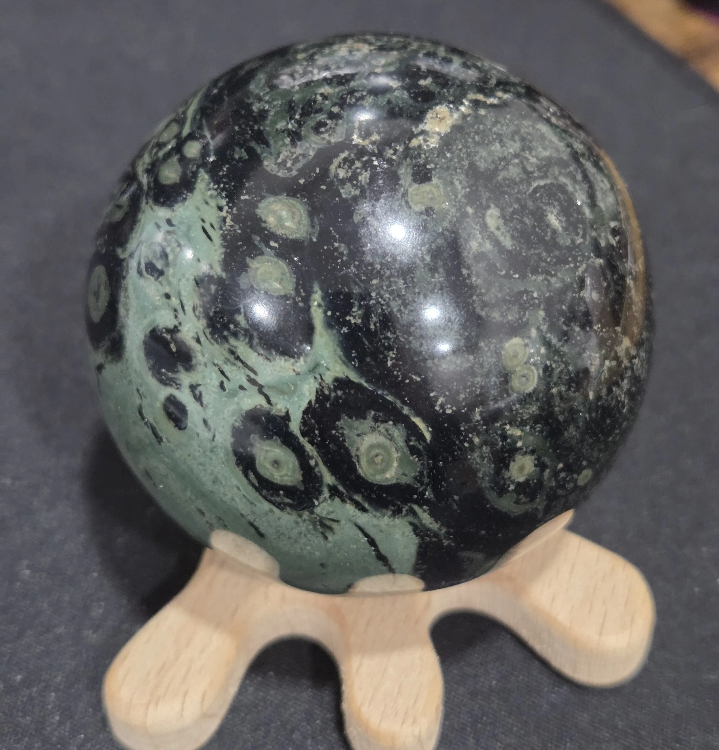 Kambaba Jasper Sphere DEW Flare | Hand-Polished Natural Gemstone | Heart & Root Chakra Harmony, Ancient Earth Wisdom, Nurturing Growth & Deep Grounding | Divine Exchange Within