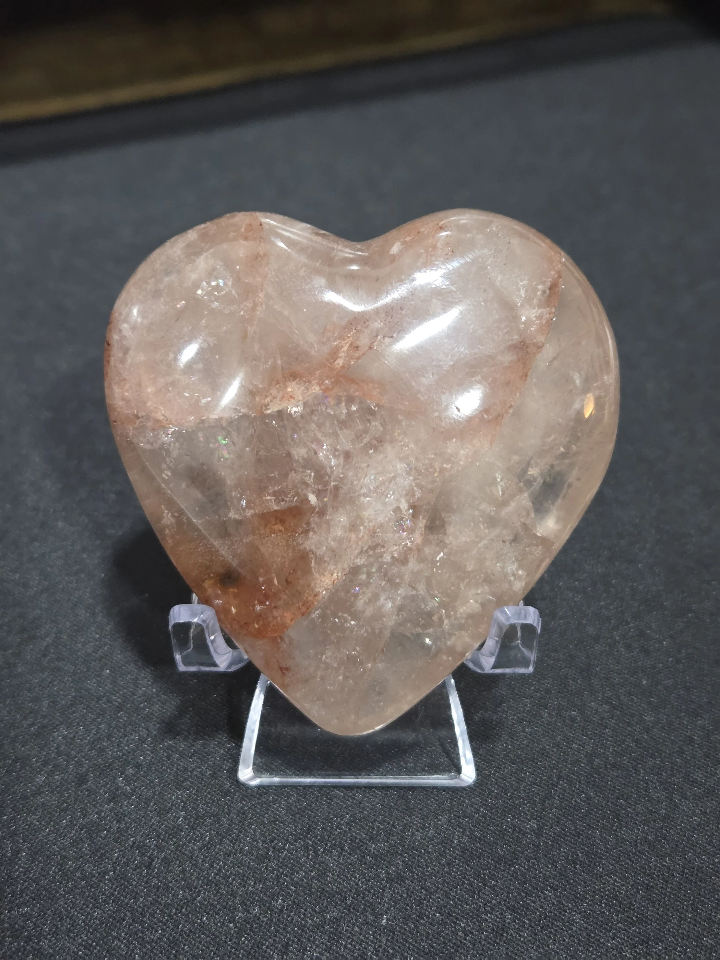 Fire Quartz Heart DEW Flame | Polished Natural Carved Gemstone | Root & Sacral Vitality, Grounded Passion & Fiery Protection | Divine Exchange Within