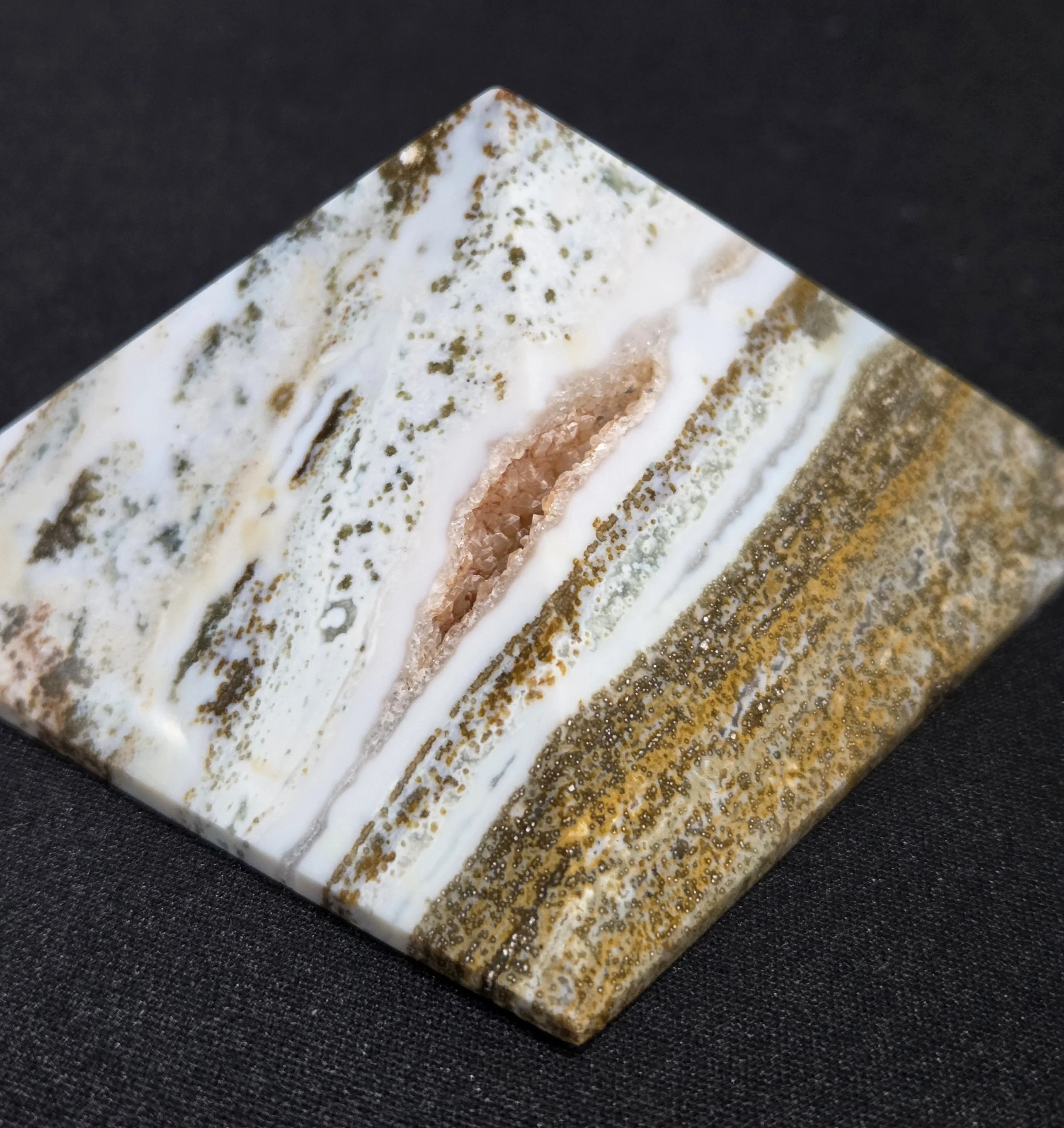 Madagascar Ocean Jasper Pyramid DEW Flare | Hand-Polished Natural Gemstone | Heart & Solar Plexus Chakra Joy, Nurturing Flow & Emotional Balance | Divine Exchange Within