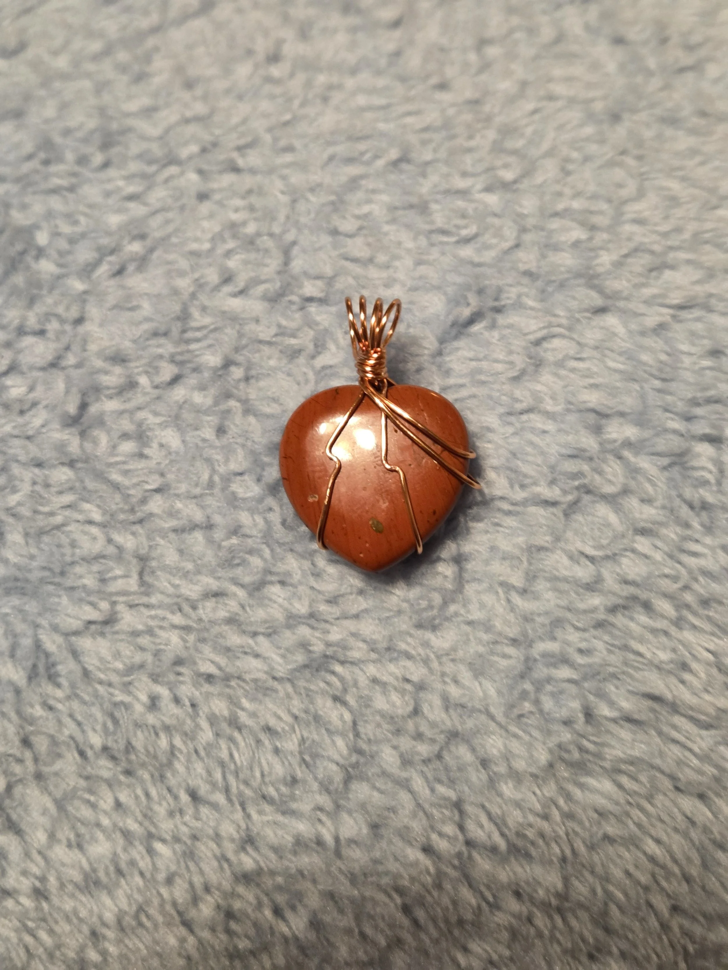 Red Jasper Heart Copper Wrapped Pendant | Handmade Copper Wrapped Stone |