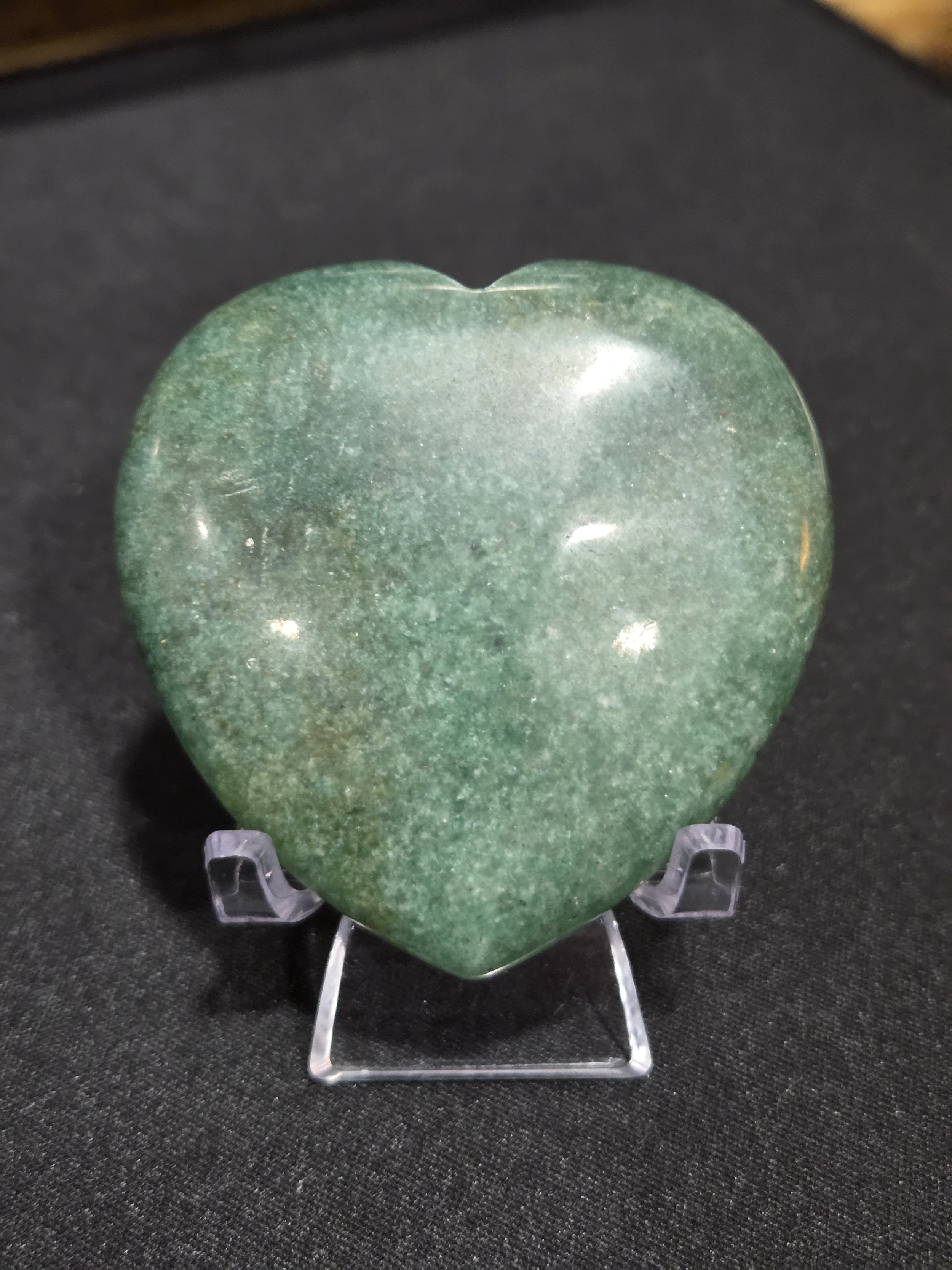 Green Aventurine Heart DEW Luck | Polished Natural Carved Gemstone | Heart Chakra Abundance, Calm Optimism & Gentle Prosperity | Divine Exchange Within